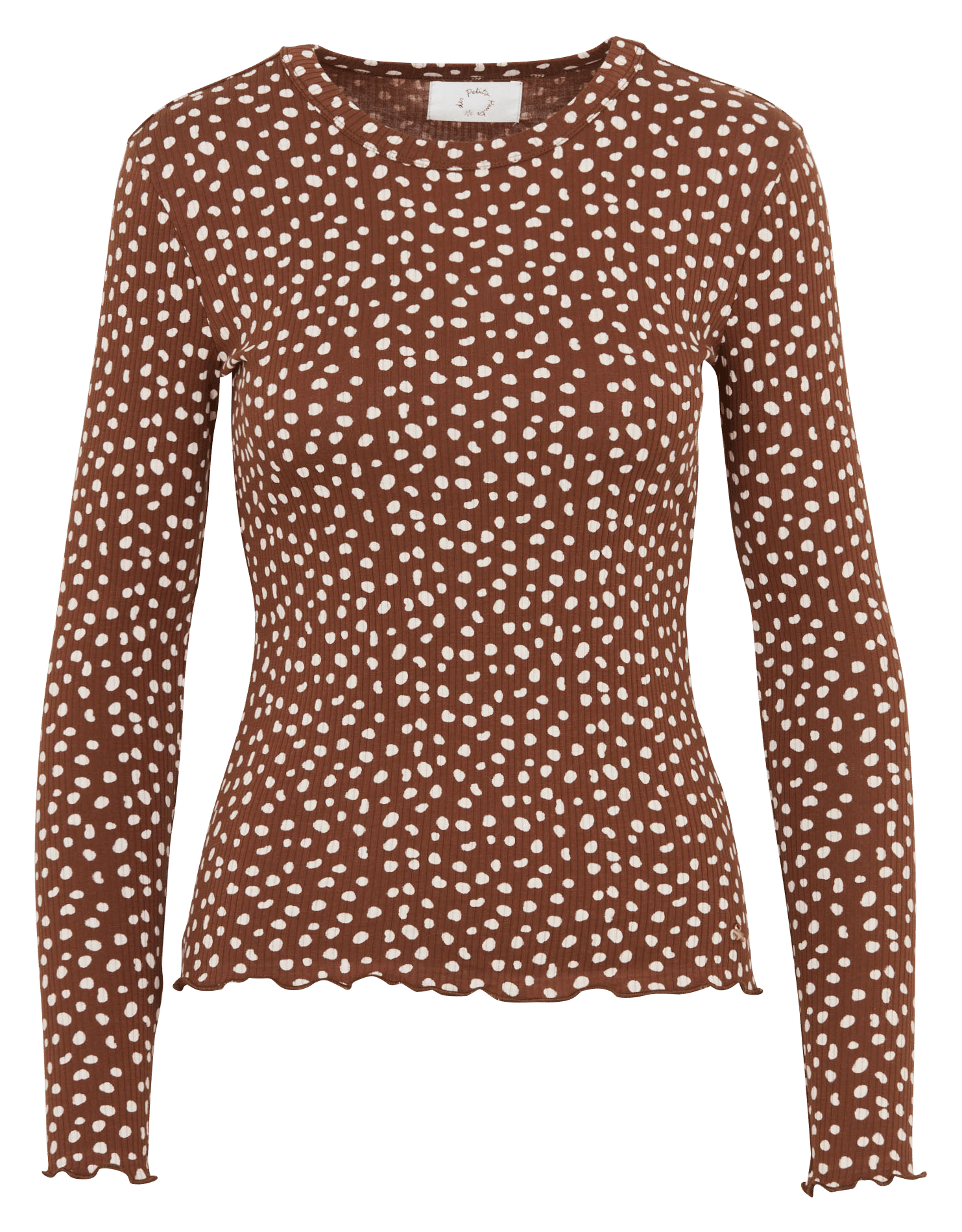 T-shirt moulant manches longues en coton DES PETITS HAUTS Multicolore