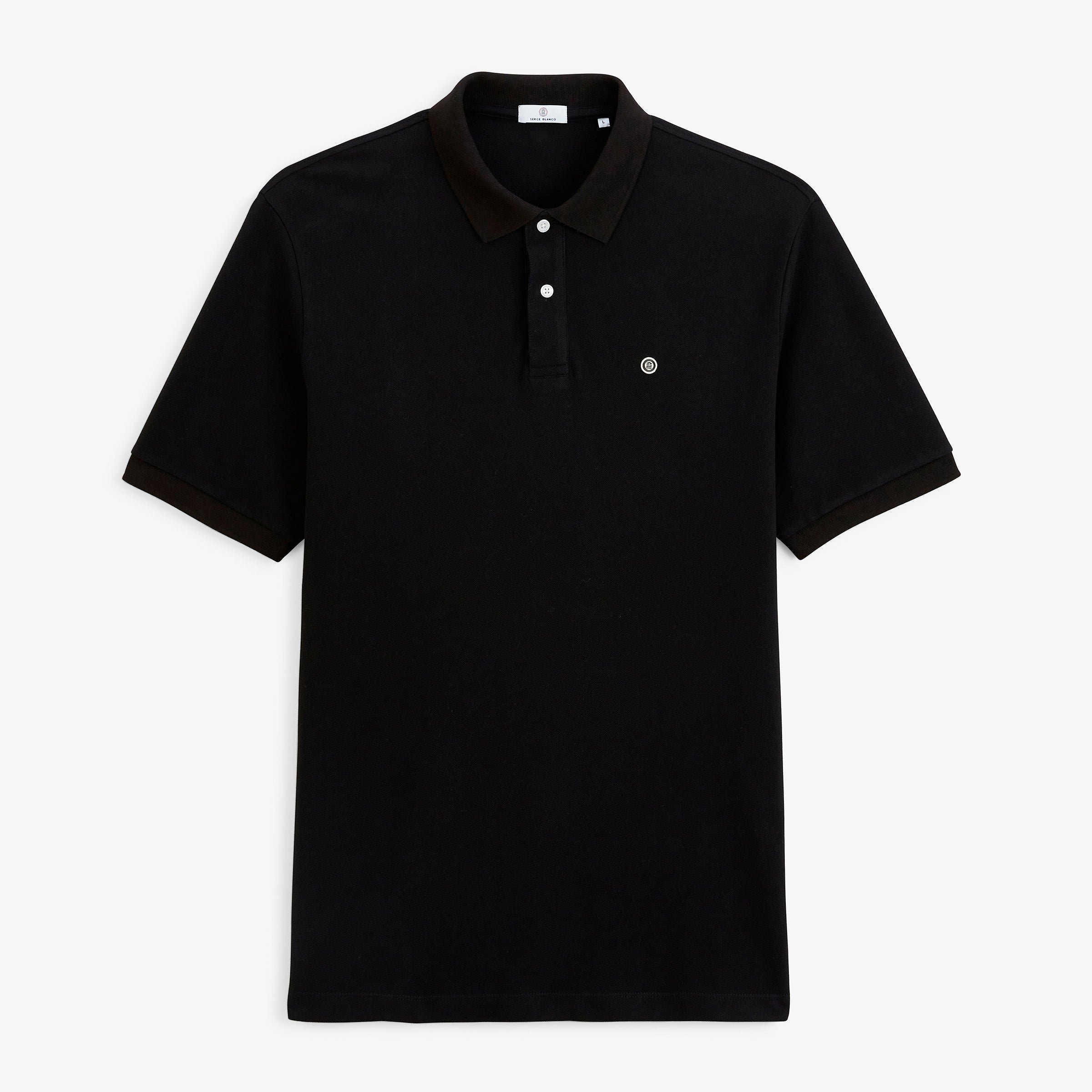 Short-sleeved cotton piqué polo SERGE BLANCO Black
