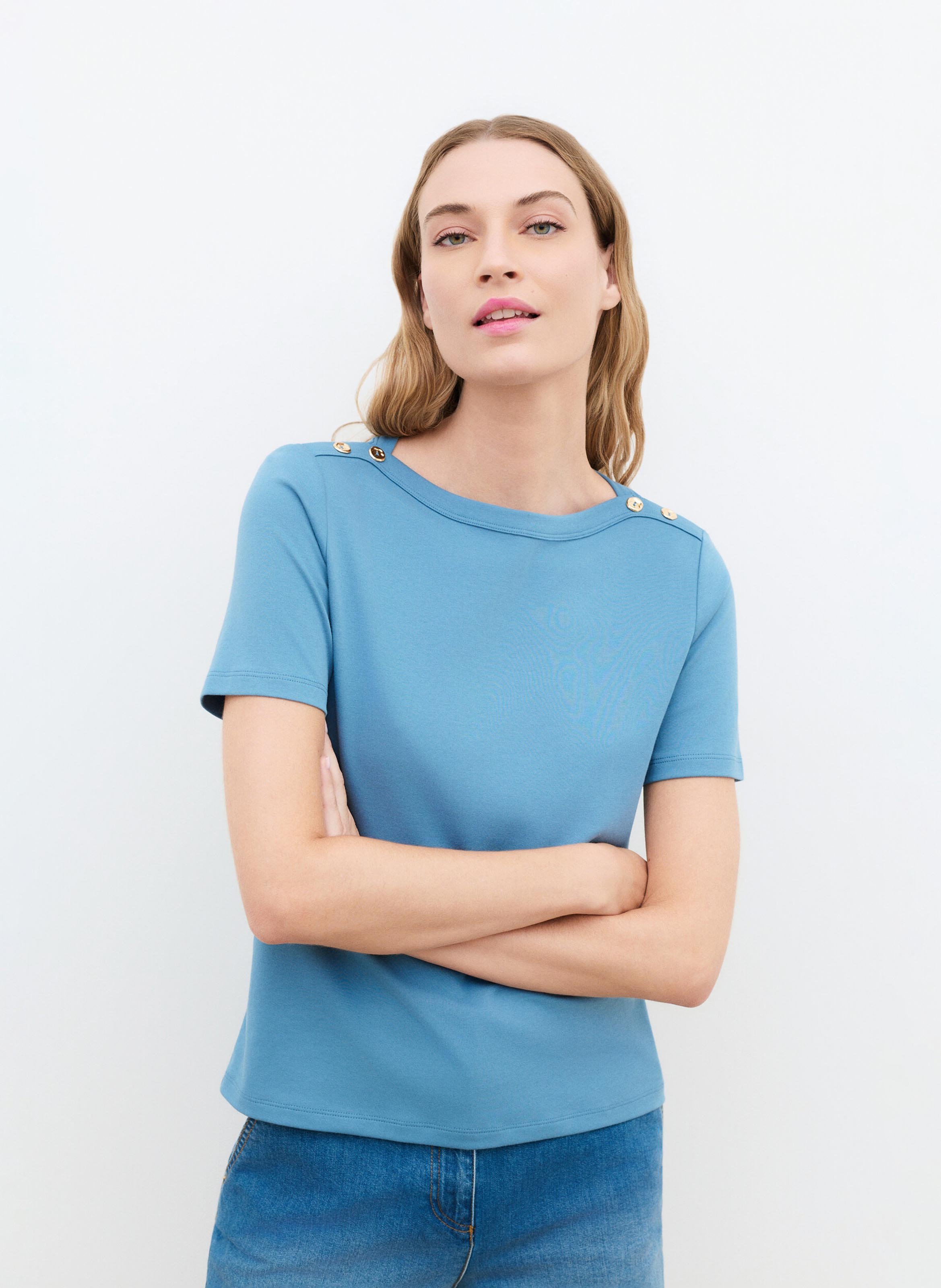 Tee-shirt ajusté en coton CAROLL Bleu