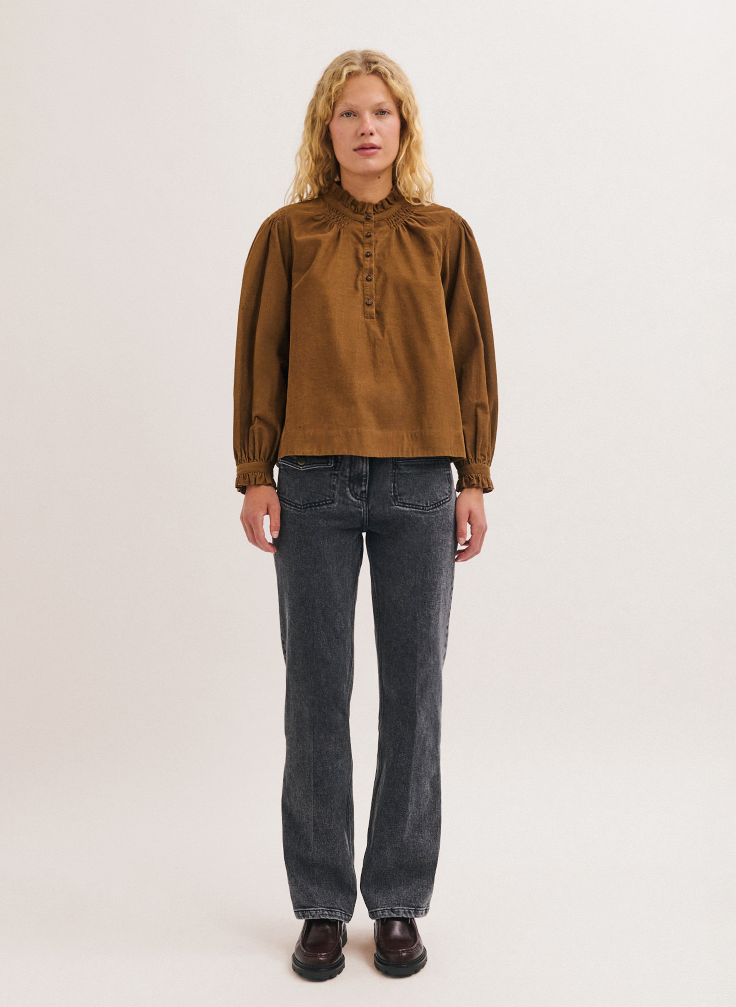 Weite Baumwollbluse PABLO Braun