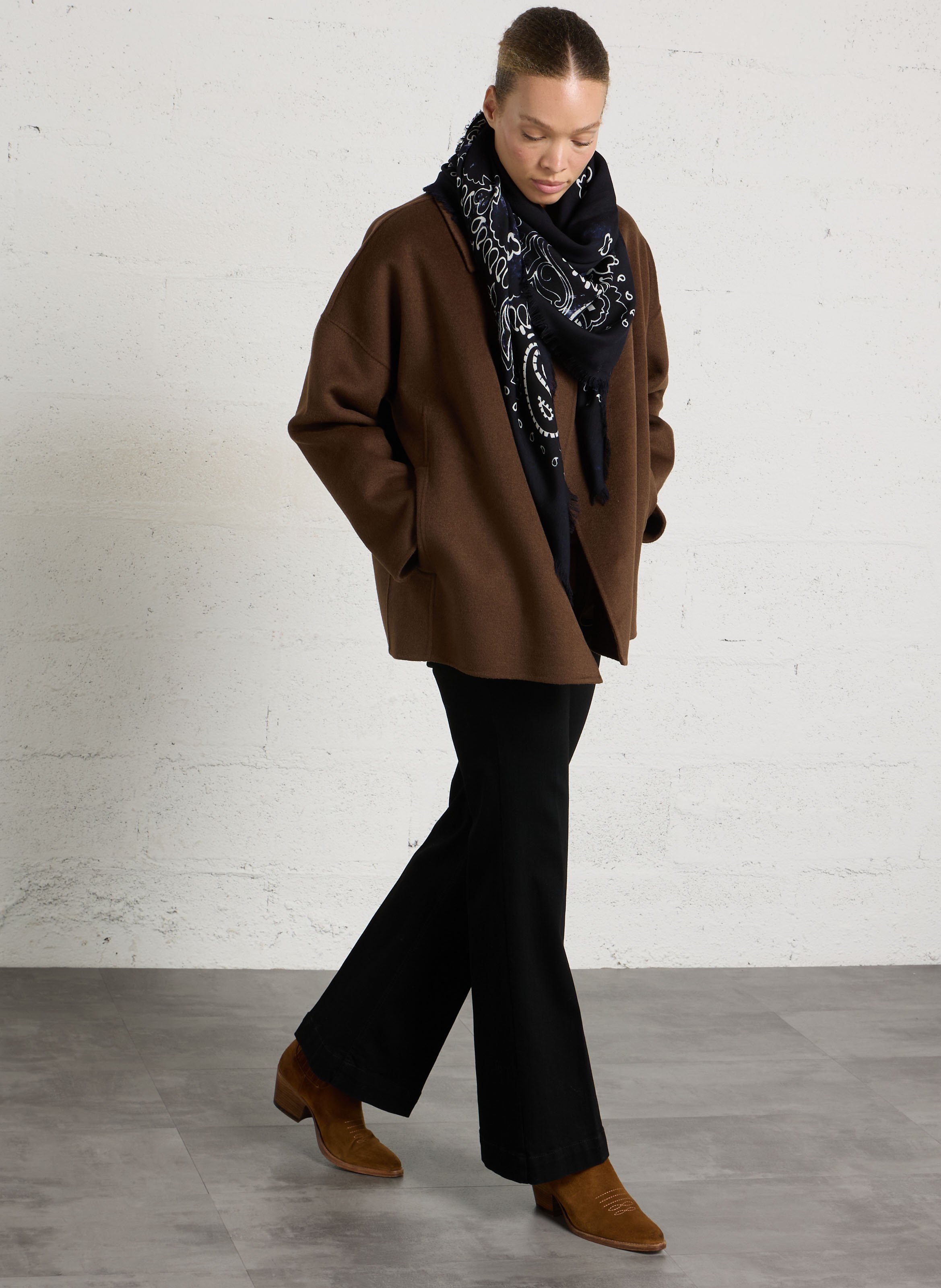 Blouson ample en laine mélangée MAISON 123 Marron