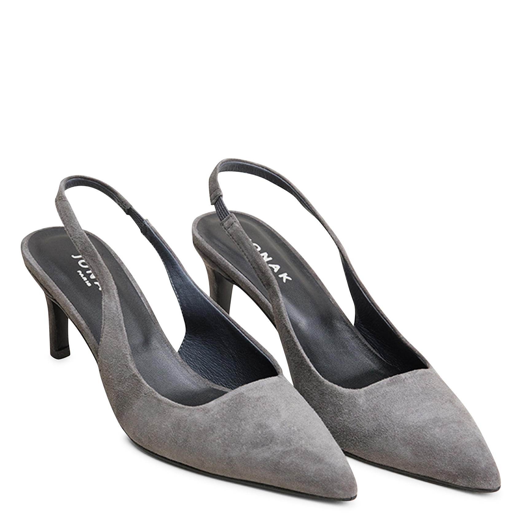 Slingback suede leather pumps JONAK Grey