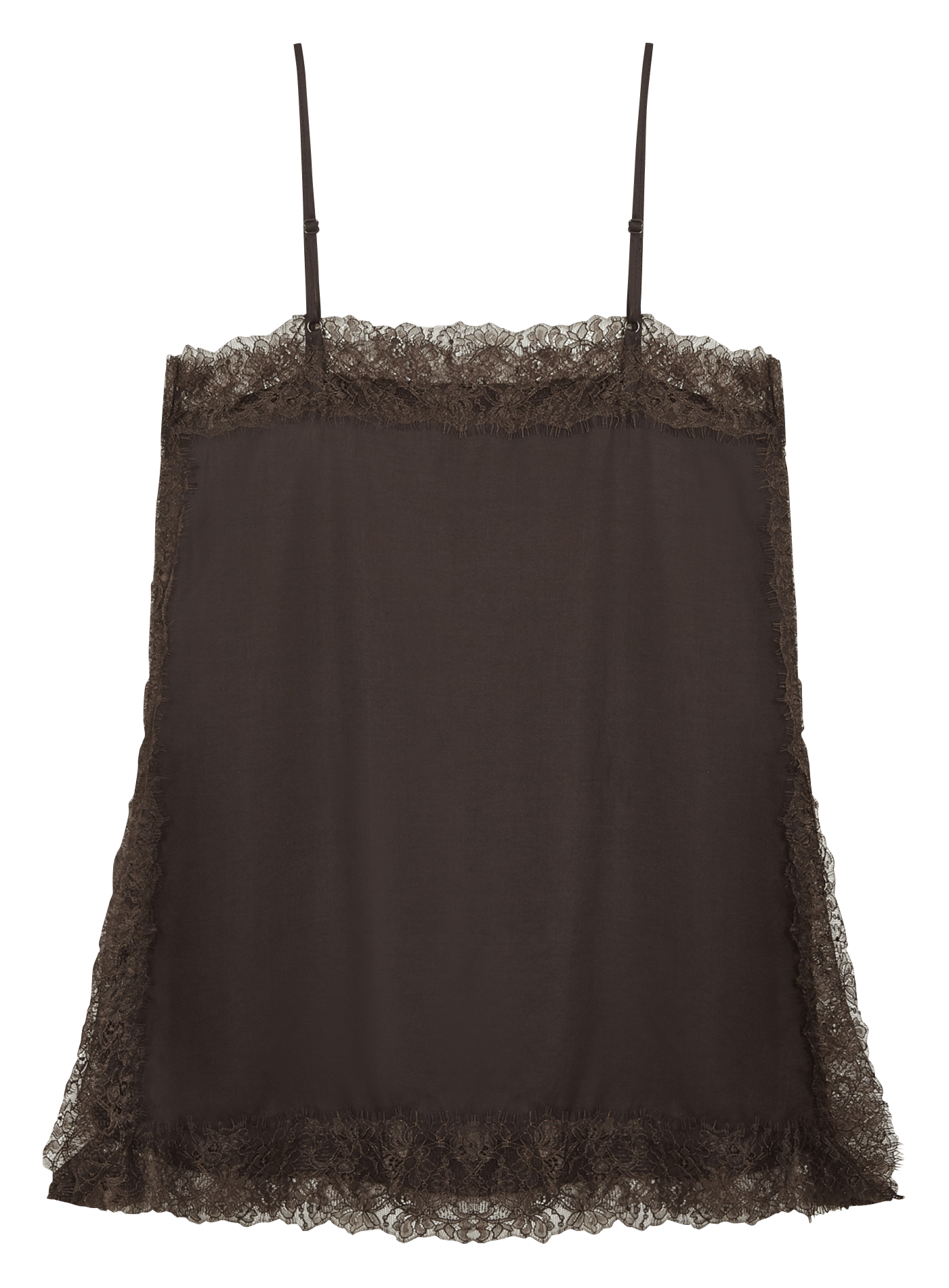 Caraco fin finition dentelle en satin GRACE ET MILA Marron