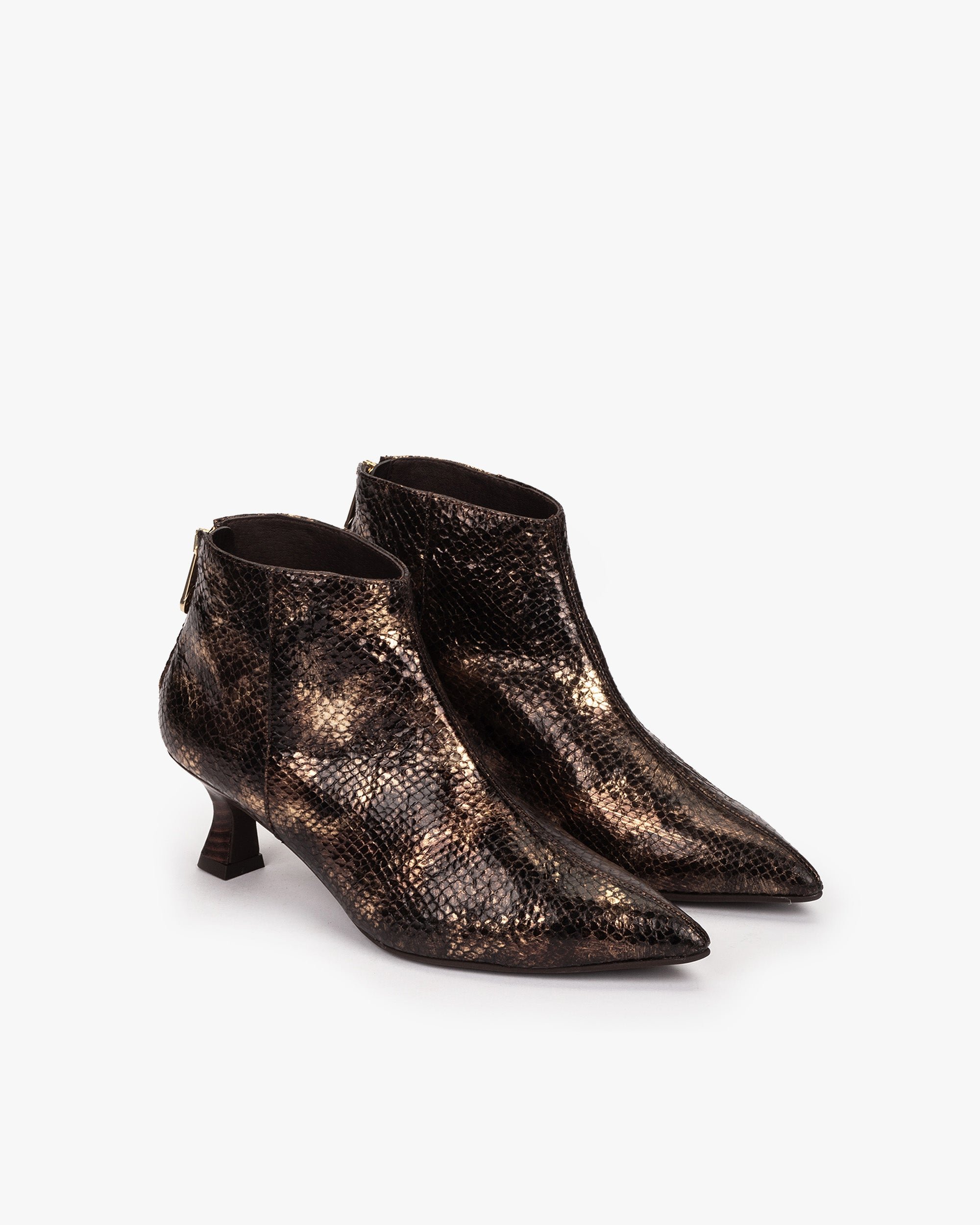 Embossed leather metallic ankle boots PEDRO MIRALLES Golden