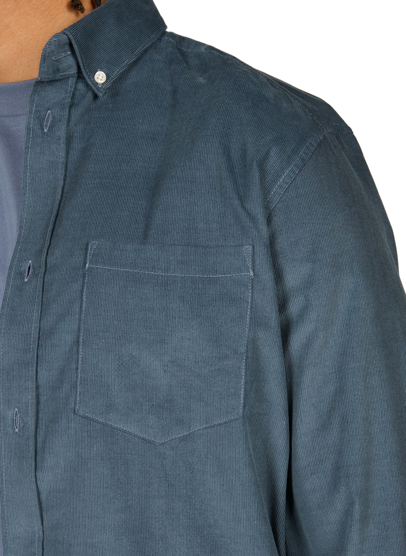 Loose-fit corduroy cotton shirt AU PRINTEMPS PARIS Blue