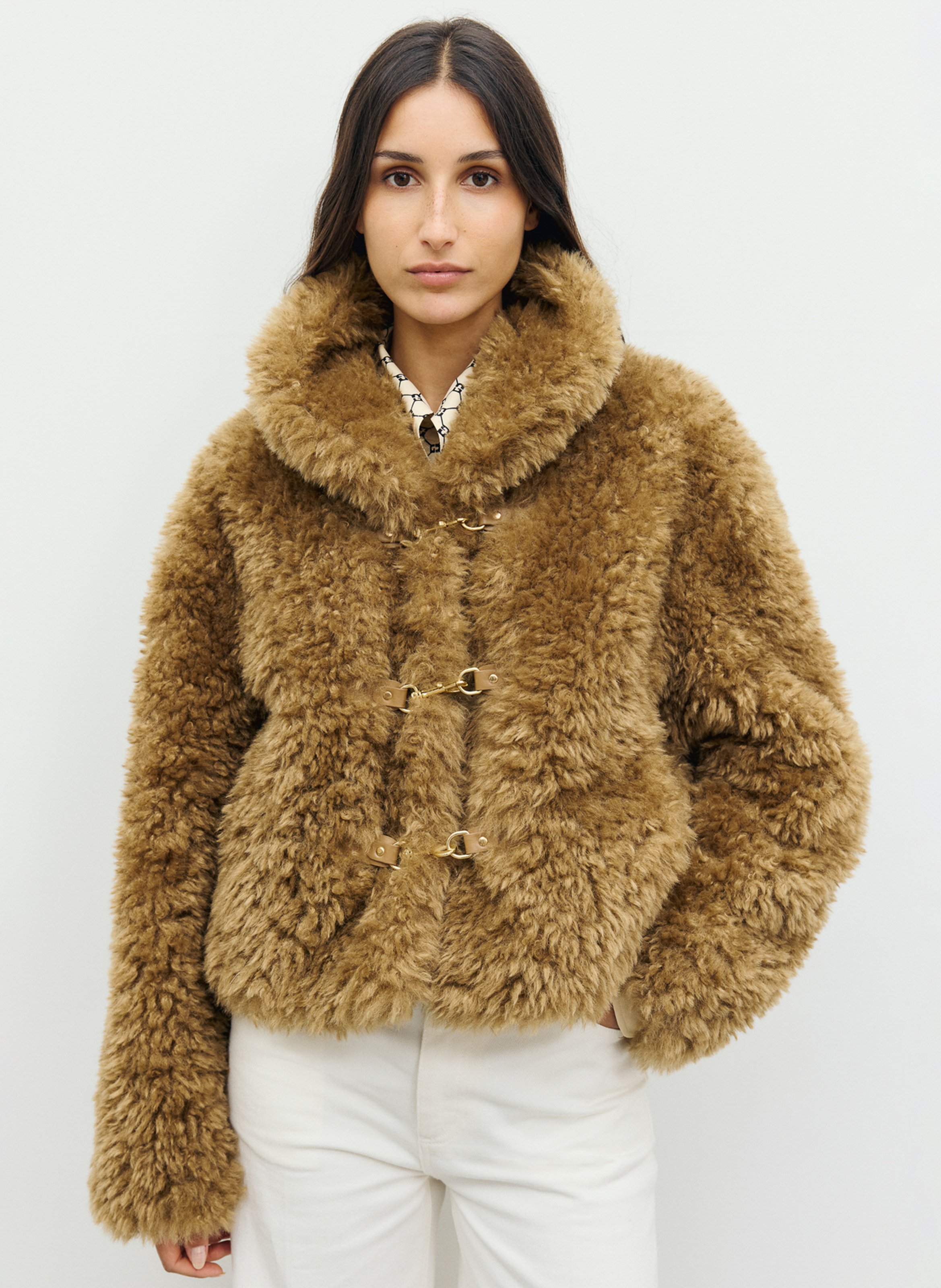 Straight faux fur coat GERARD DAREL Beige