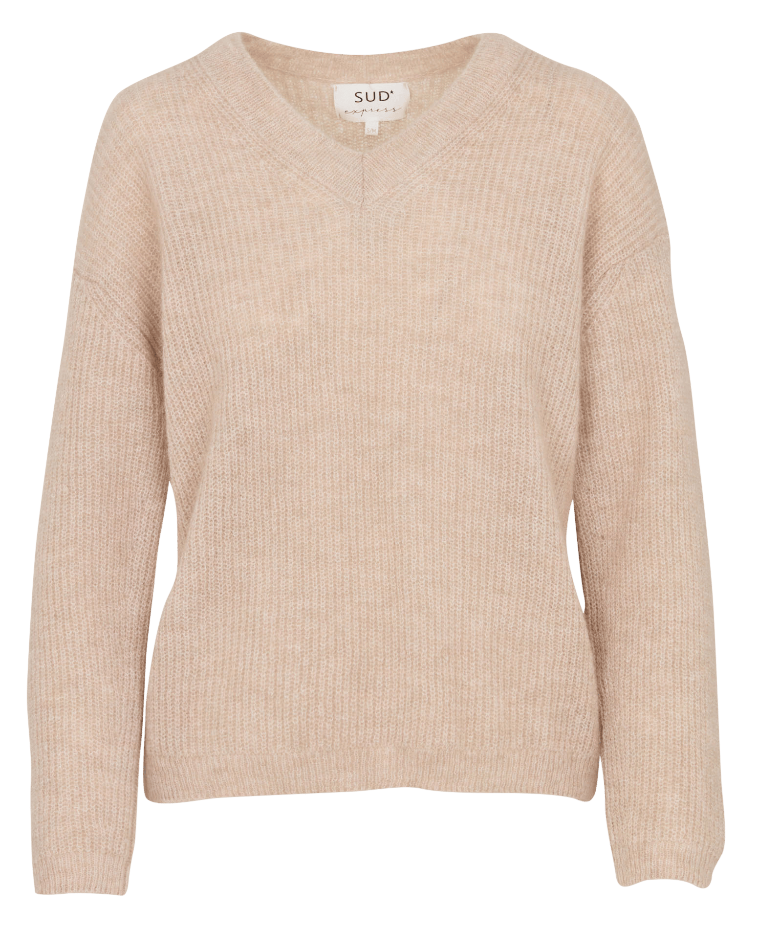 Ruimvallende trui met V-hals | wolblend SUD EXPRESS