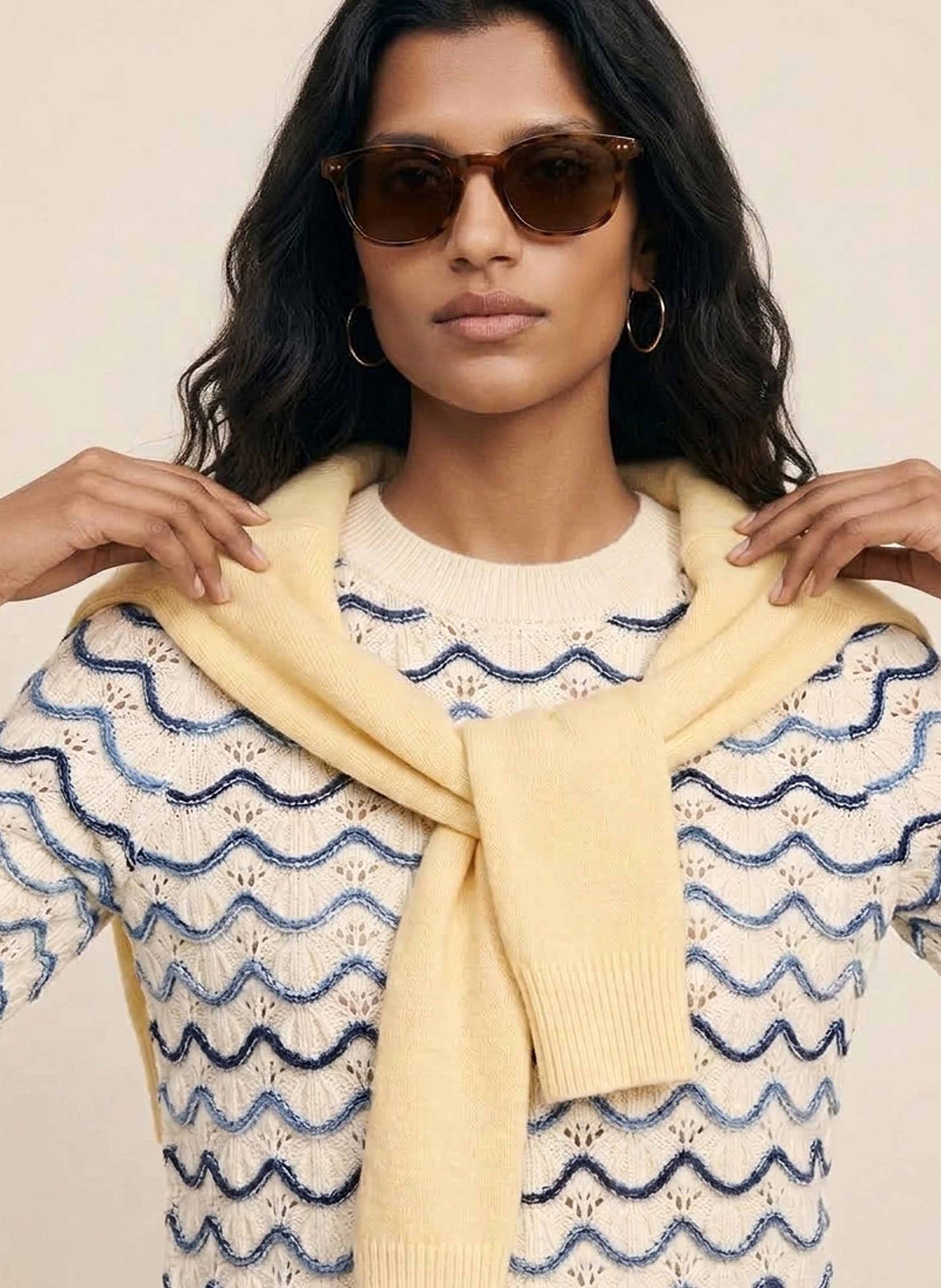 Straight-fit openwork graphic crew-neck top KOOKAI White