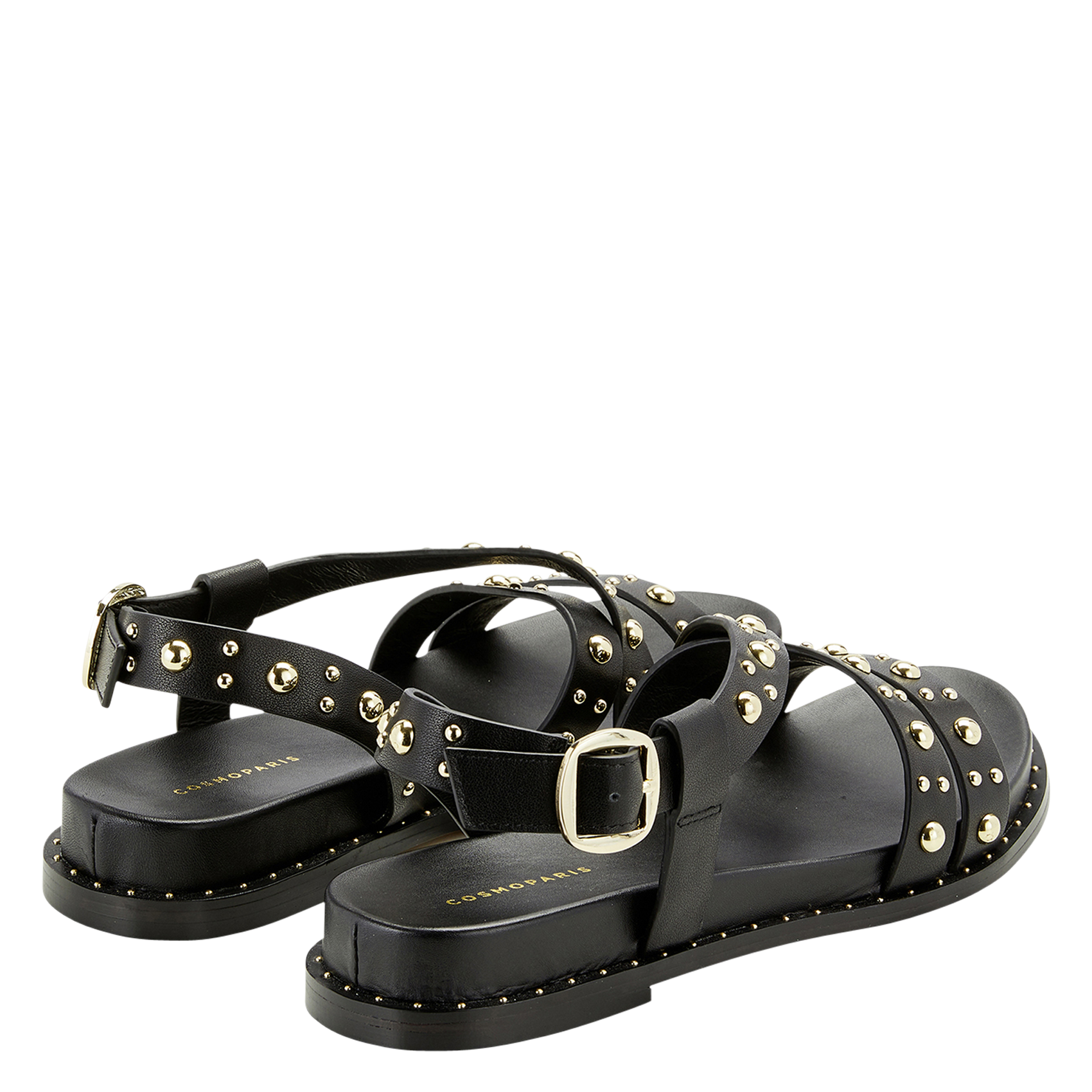 Sandales Soldes Cosmoparis Chaussures Sandales Plates Cloutées En