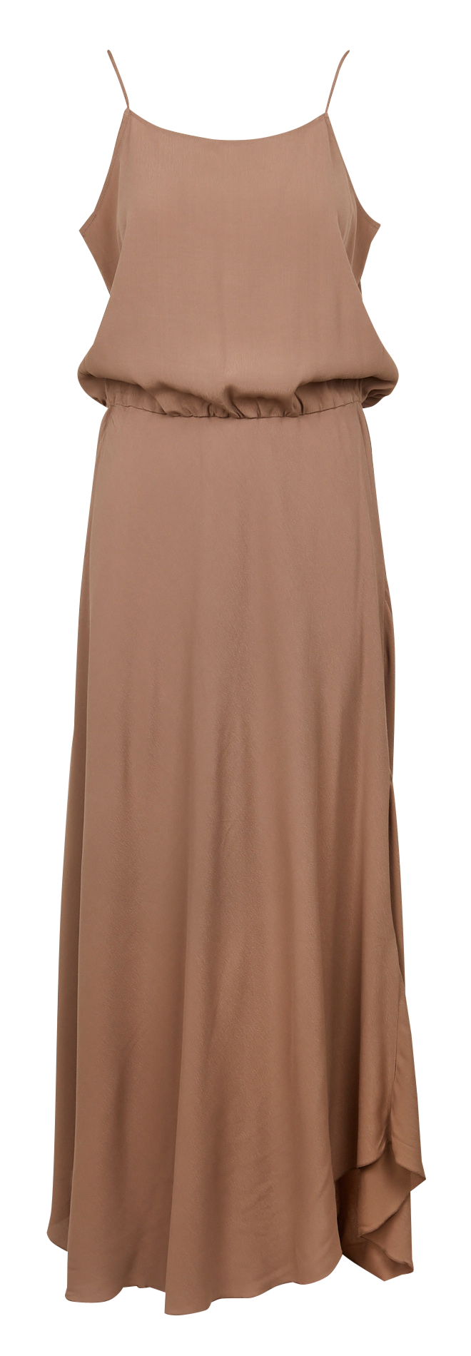 Lange, rechte jurk met ronde hals KARMA KOMA Bruin