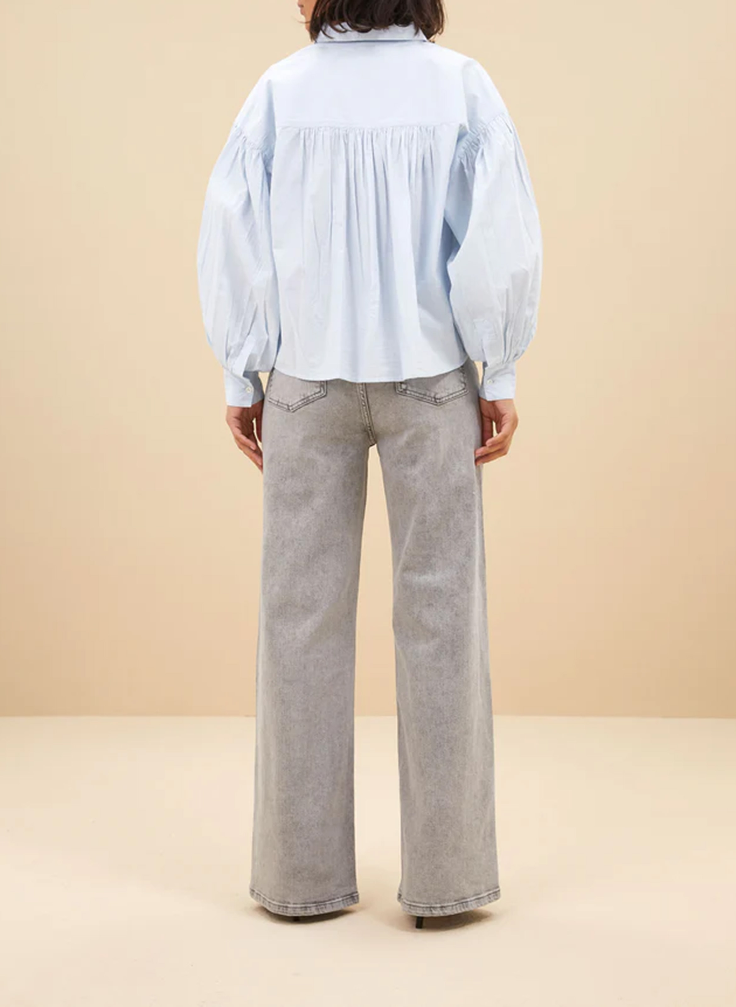 Oversized short cotton shirt Blue