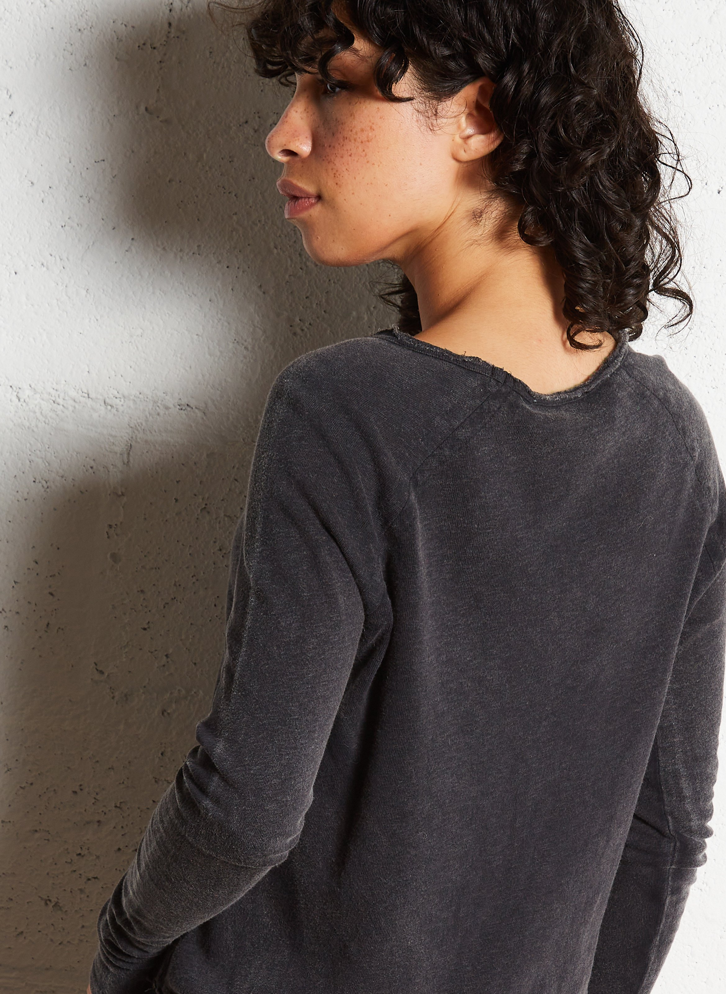 Baumwoll-T-Shirt mit Rundhalsausschnitt Schwarz