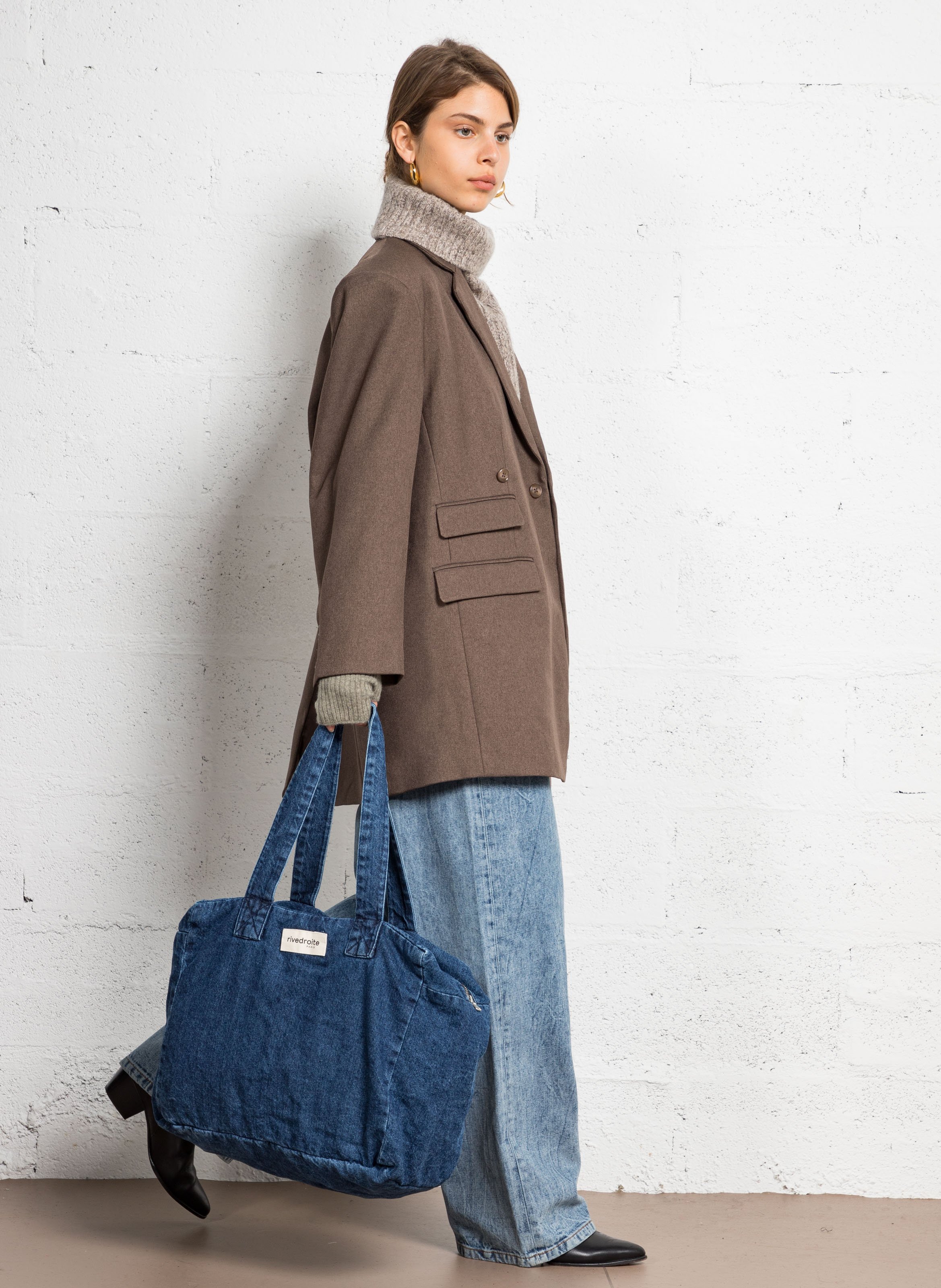 Cotton denim weekend bag RIVEDROITE PARIS Blue