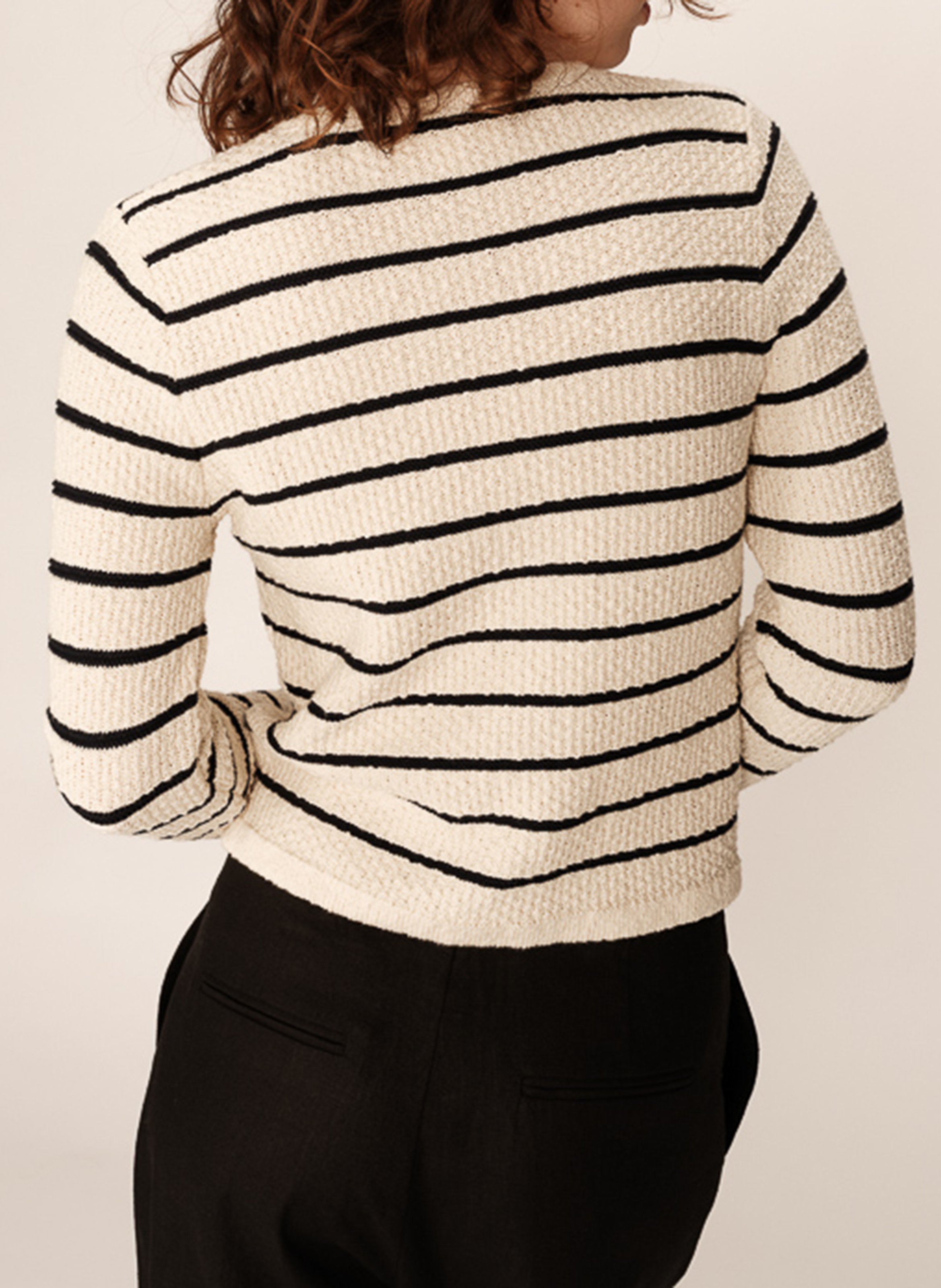 Striped cotton straight cardigan GRACE ET MILA Beige