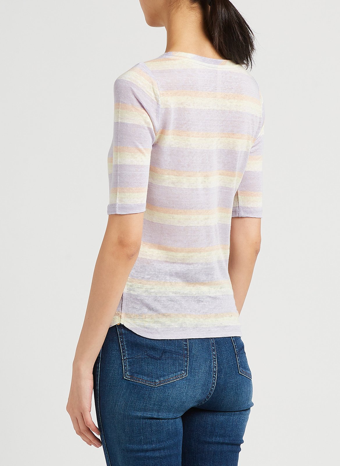 Gestreept, linnen T-shirt met ronde hals BELLEROSE Violet