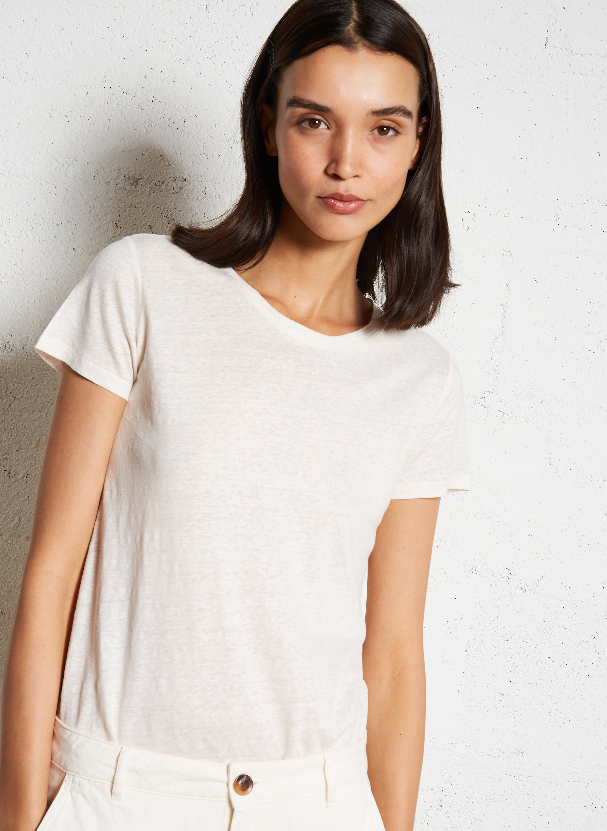 Tee-shirt col rond en lin mélangé MAJESTIC FILATURES