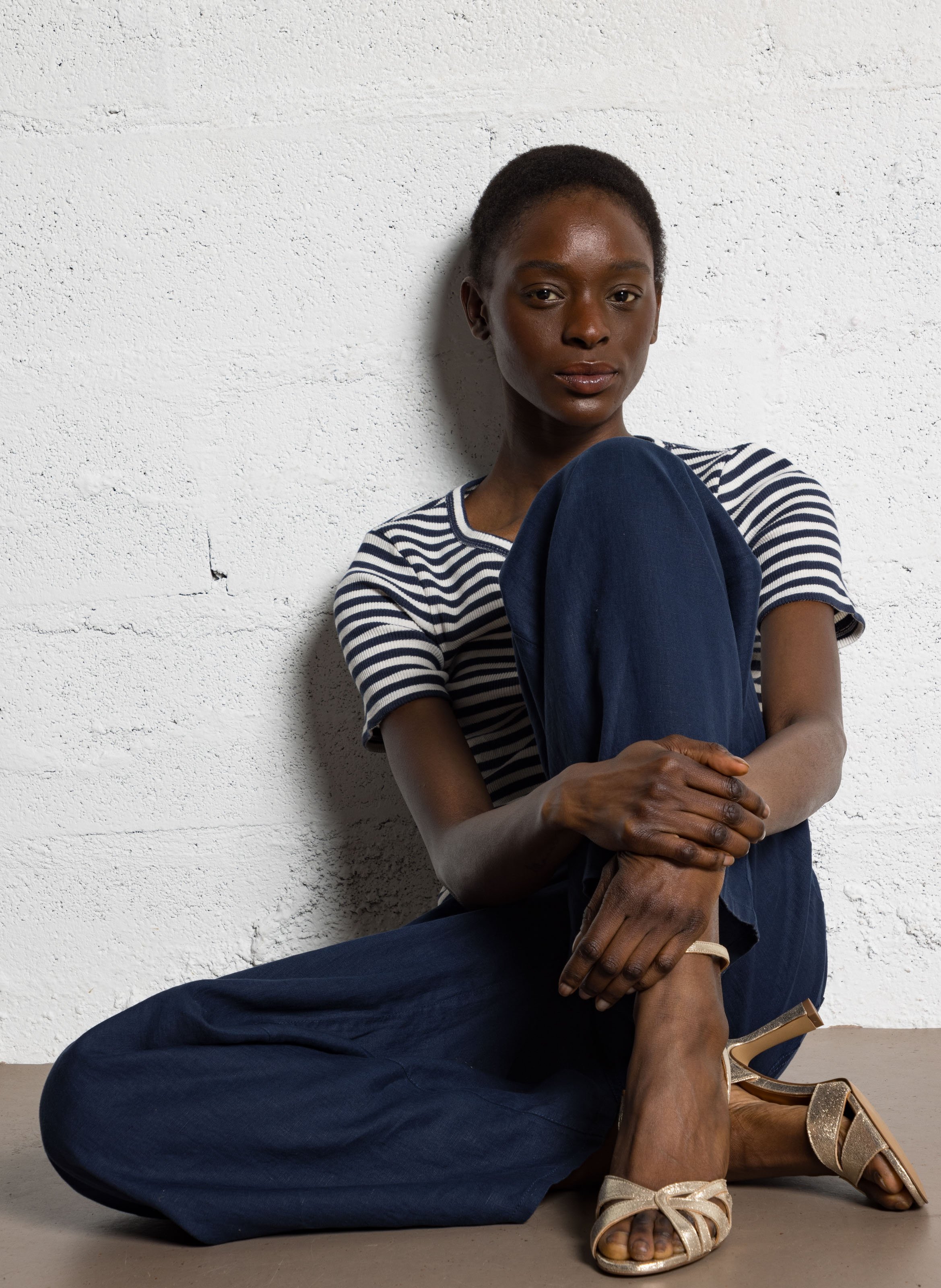 Fitted round-neck cotton-blend T-shirt HARTFORD Blue