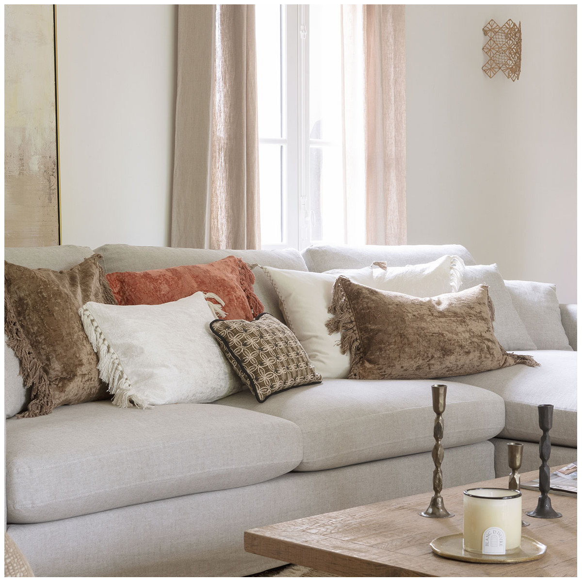 Iridescent velvet cushion cover BLANC D'IVOIRE White