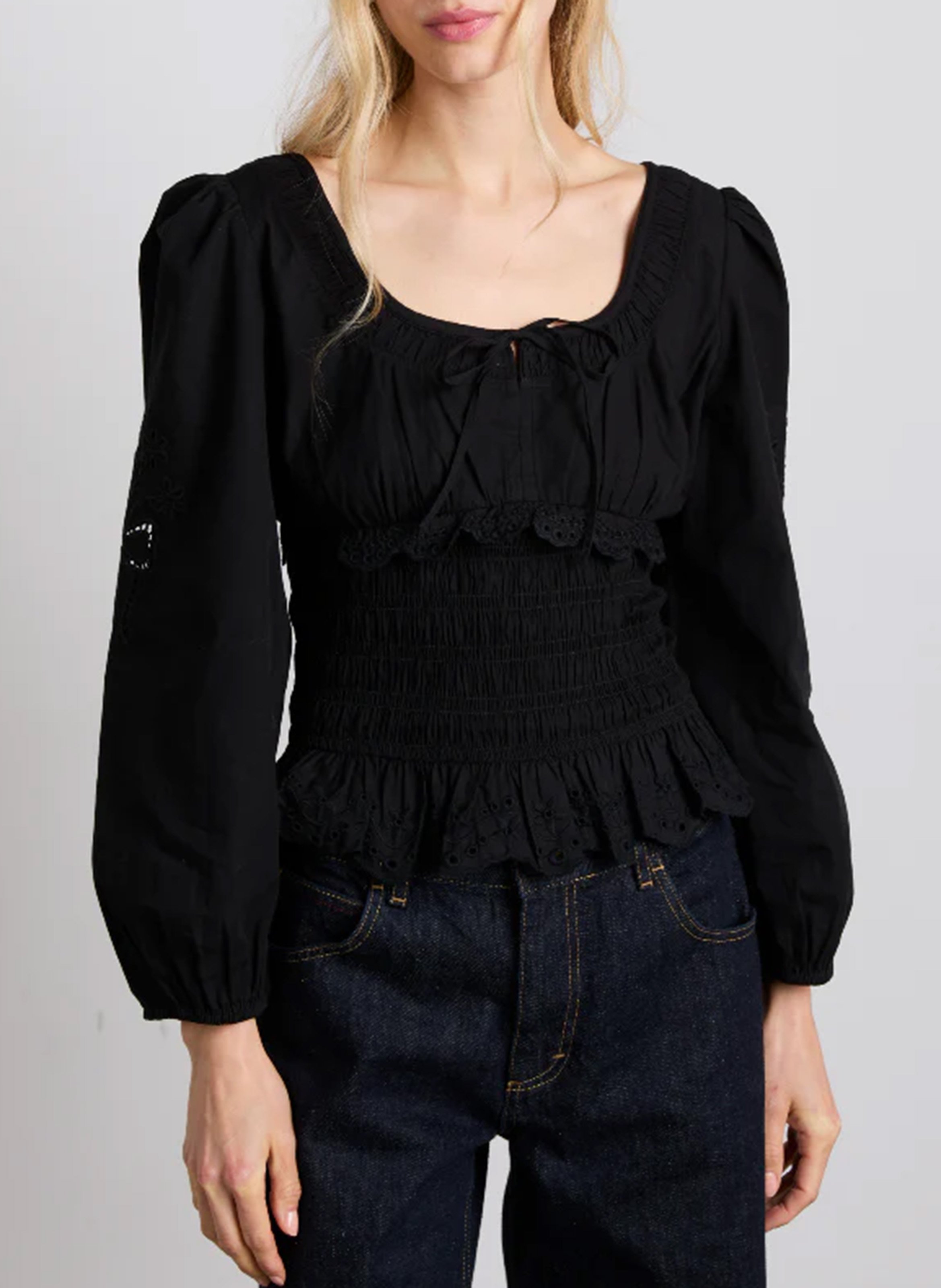 Ruched Long Sleeve Top DAMSON MADDER Black