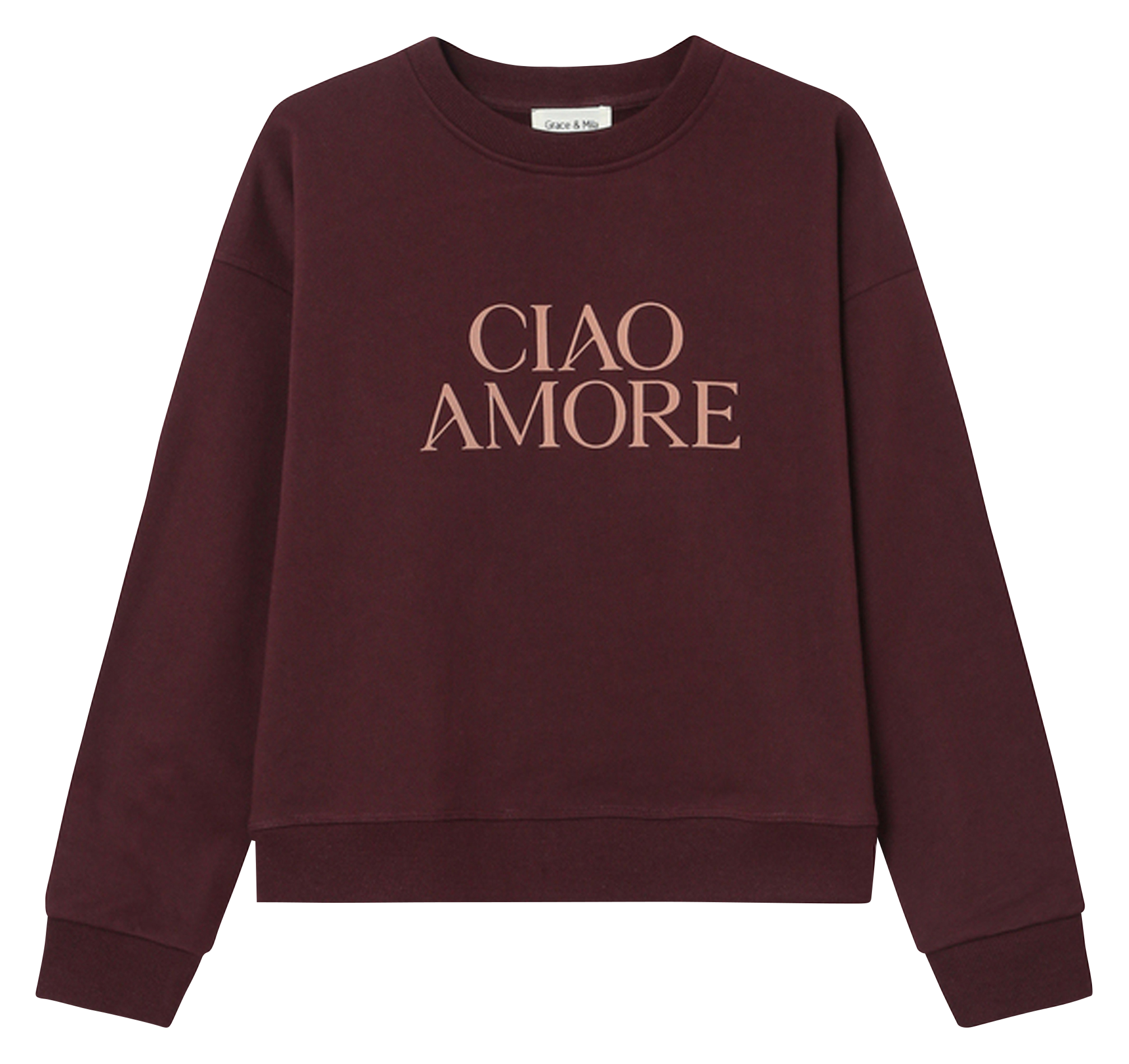 Sweat col rond en coton GRACE ET MILA Rouge