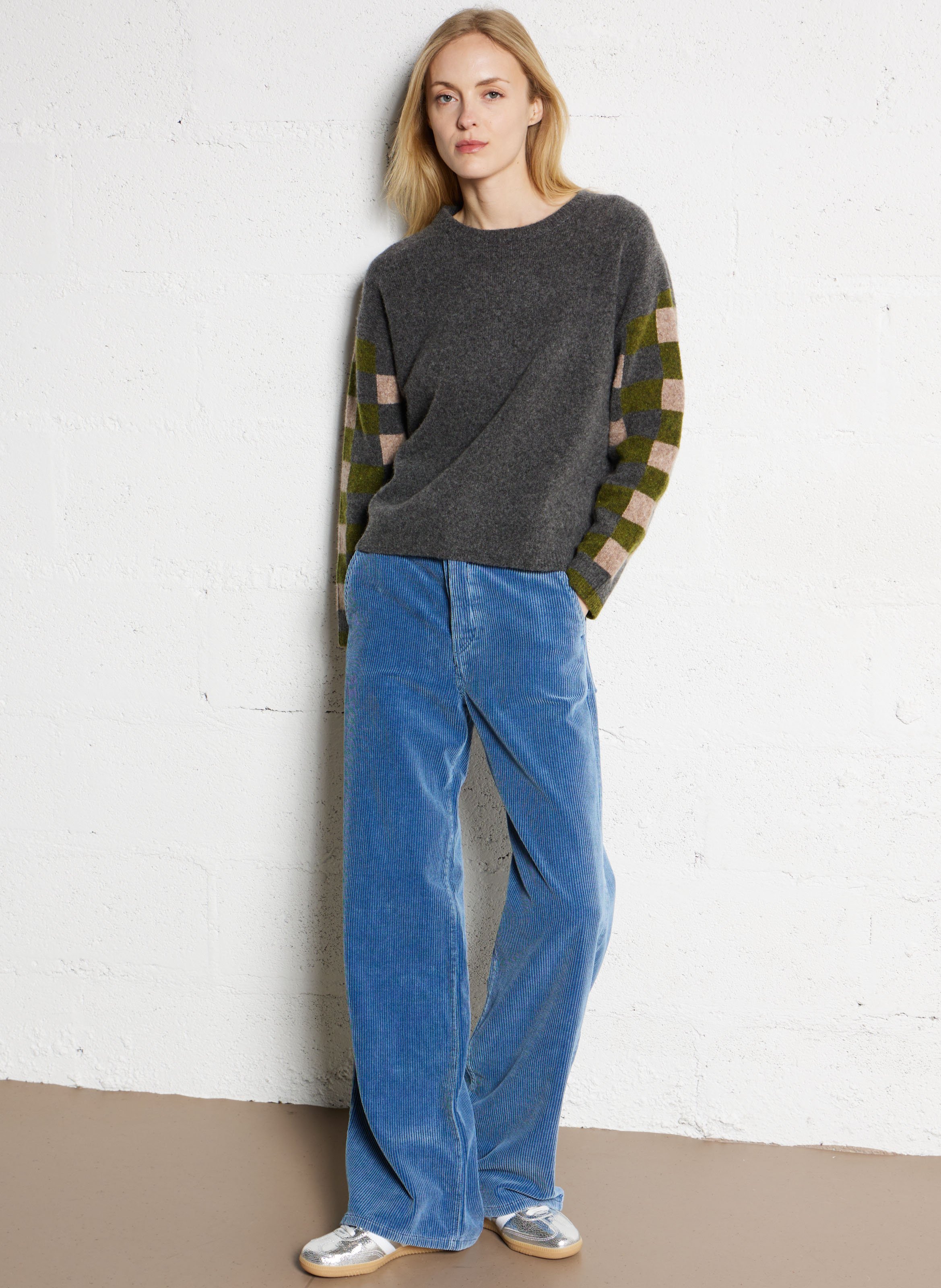 Wijde broek van ribfluweel van katoen ACQUAVERDE Blauw