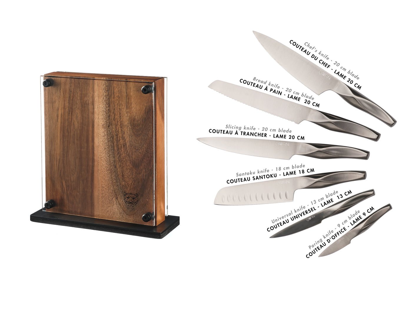 Larus Rauma kitchen knife set - 7 pieces BJORN Grey