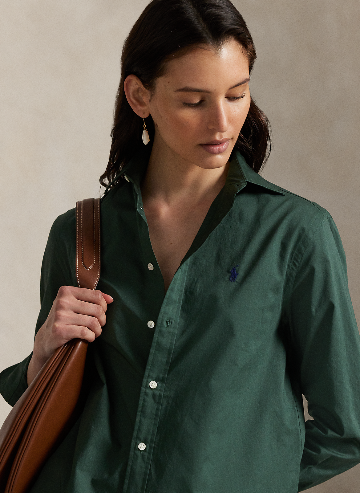 Chemise col classique en coton POLO RALPH LAUREN Vert