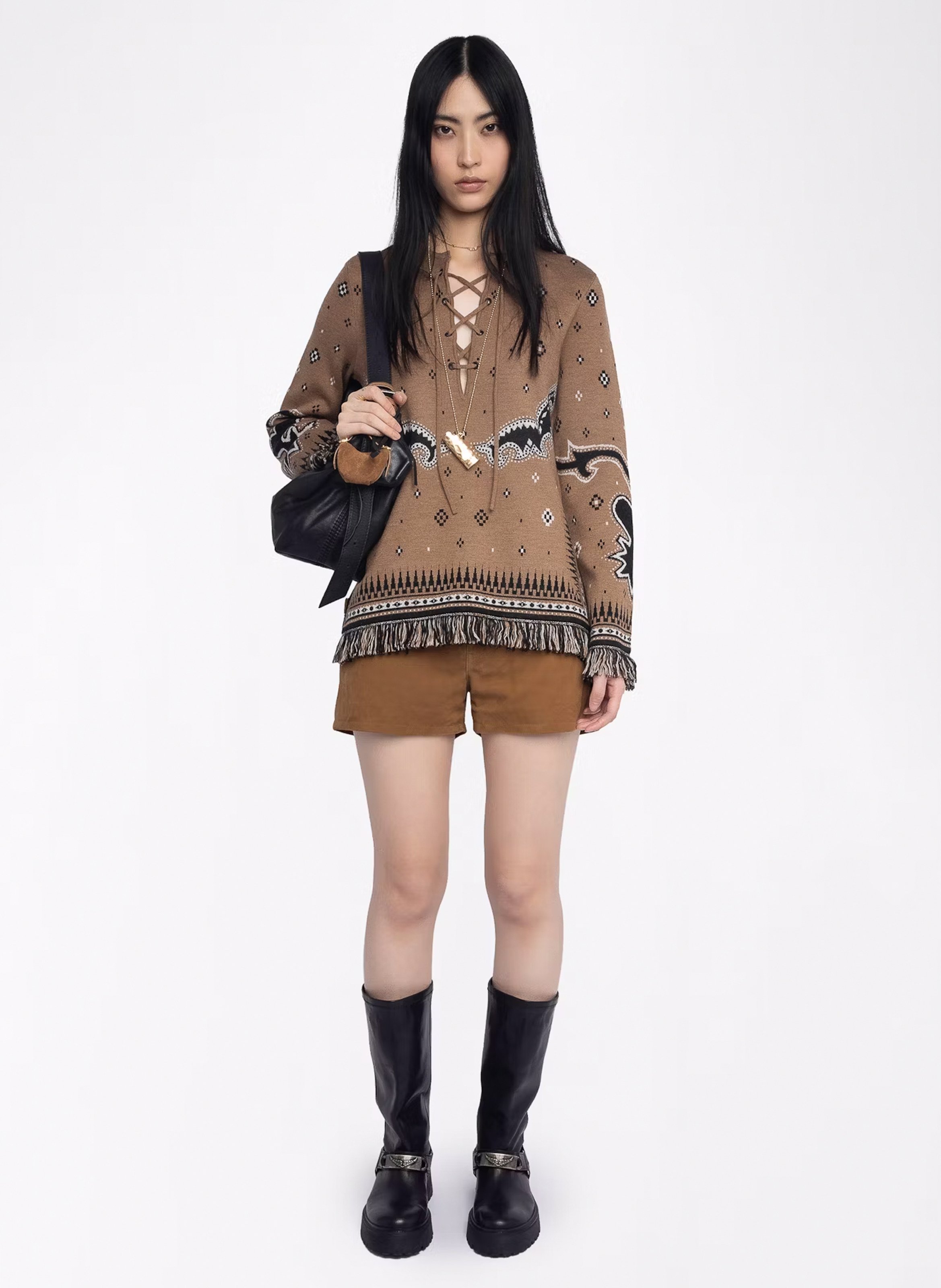 Straight wool printed sweater ZADIG&VOLTAIRE Brown