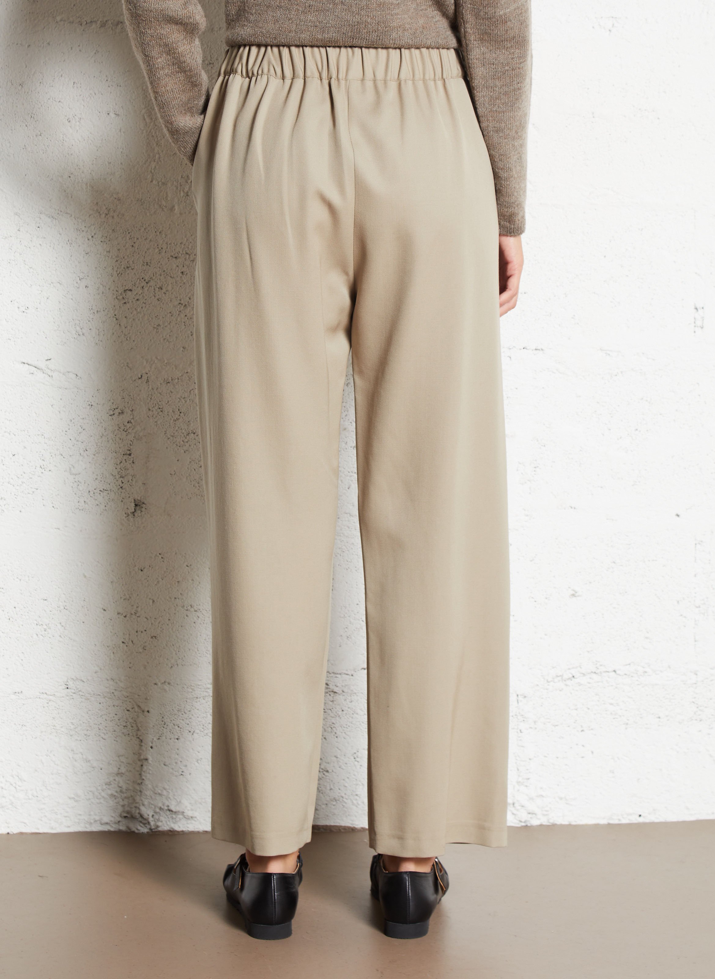 Wijde broek van wol MASSCOB Beige