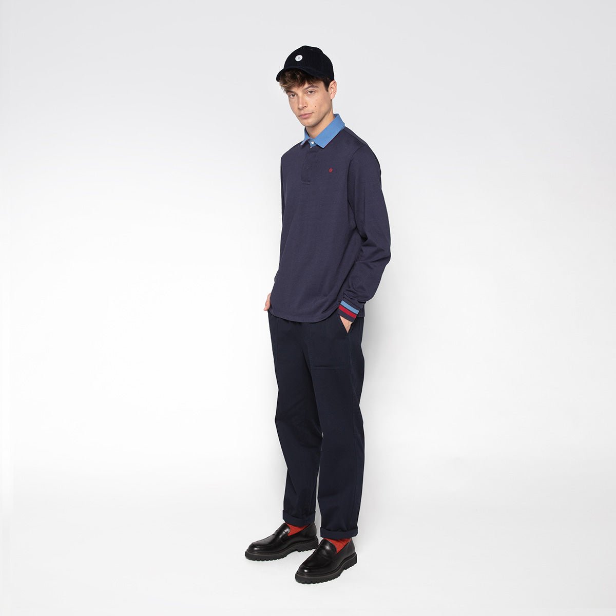 Tapered cut pants with elastic waistband SERGE BLANCO Blue