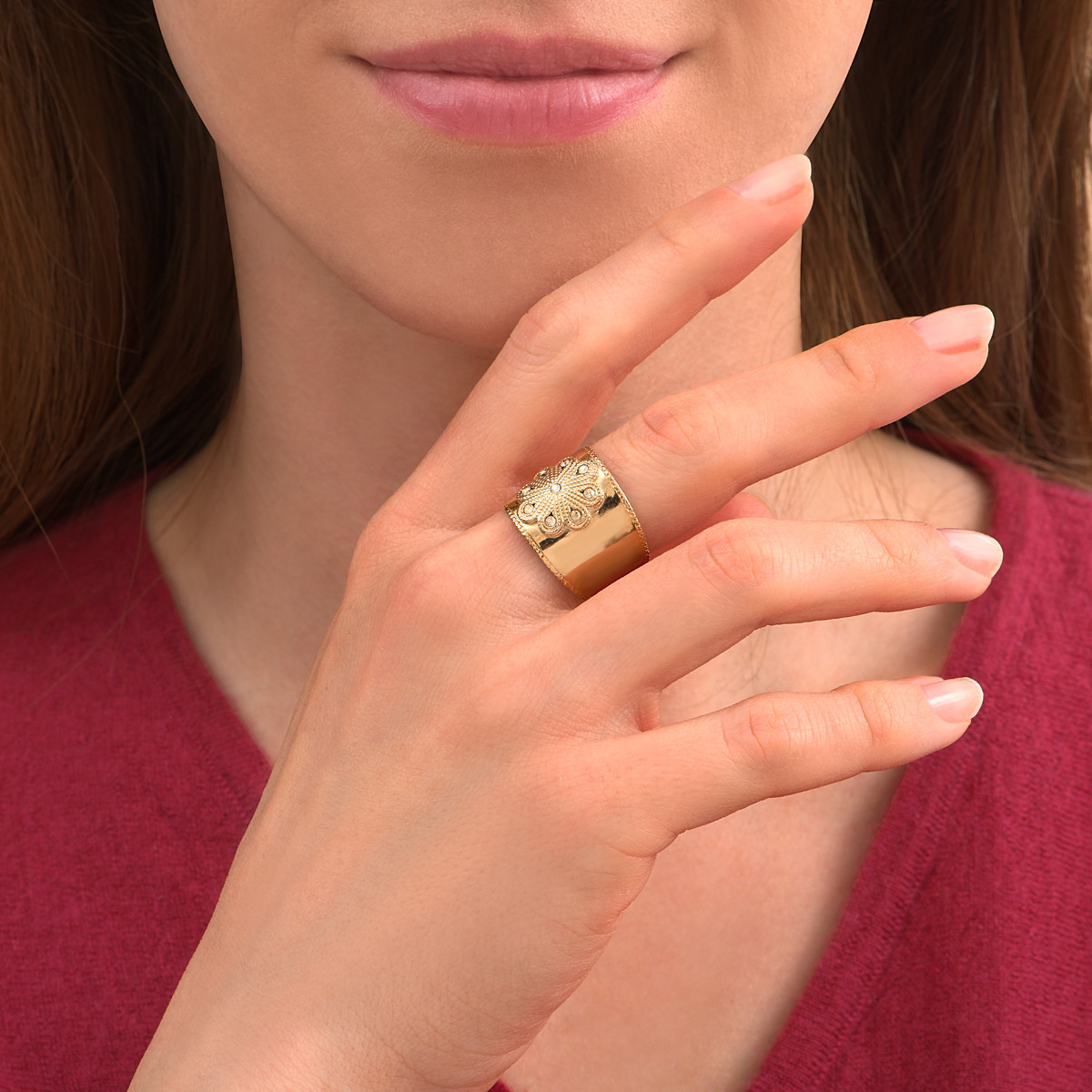 Adjustable wide ring with trendy crystal embellishments prestige SATELLITE PARIS No Color