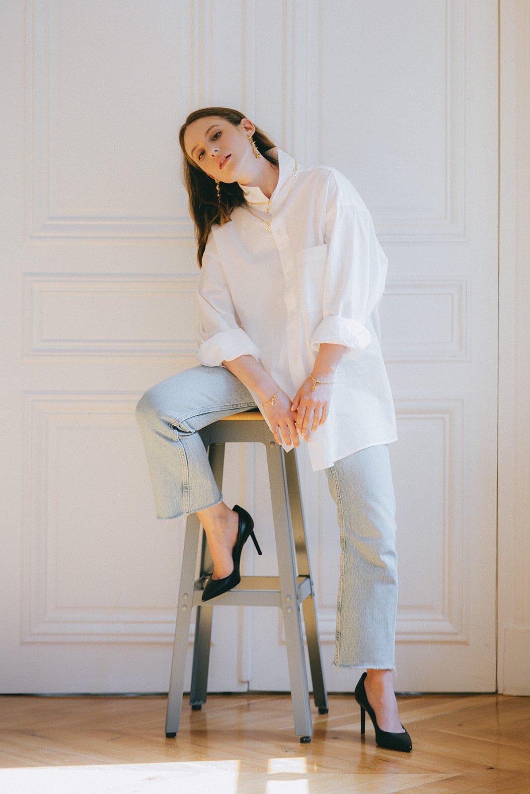 Dangling star gold-plated stud earrings MONSIEUR SIMONE Golden