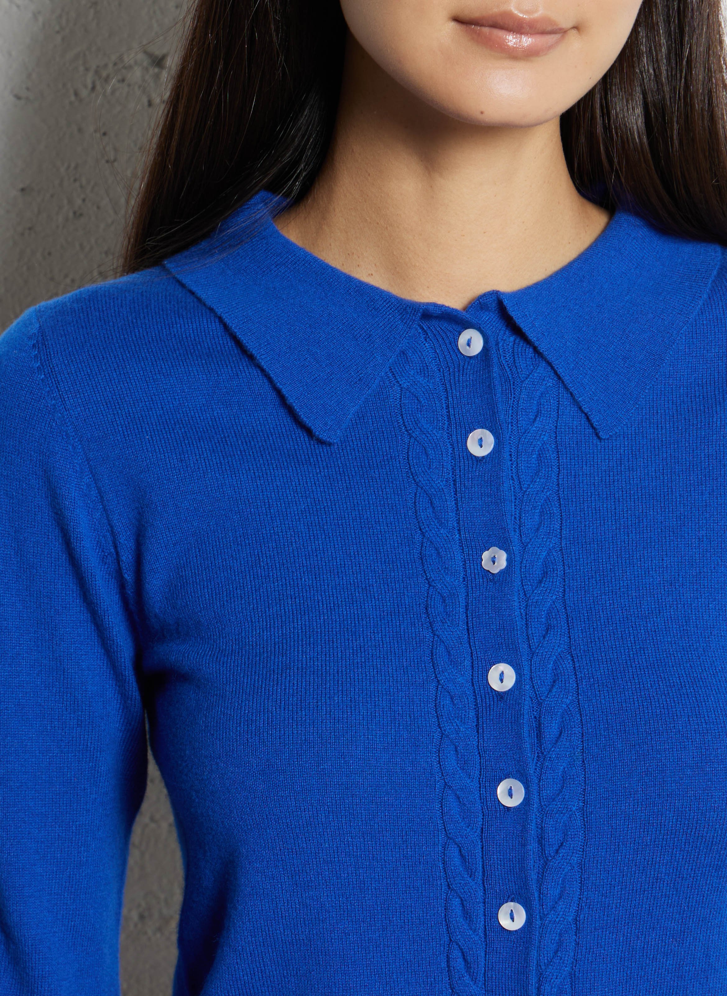 Cardigan unie en laine et cachemire DAMSON MADDER Bleu