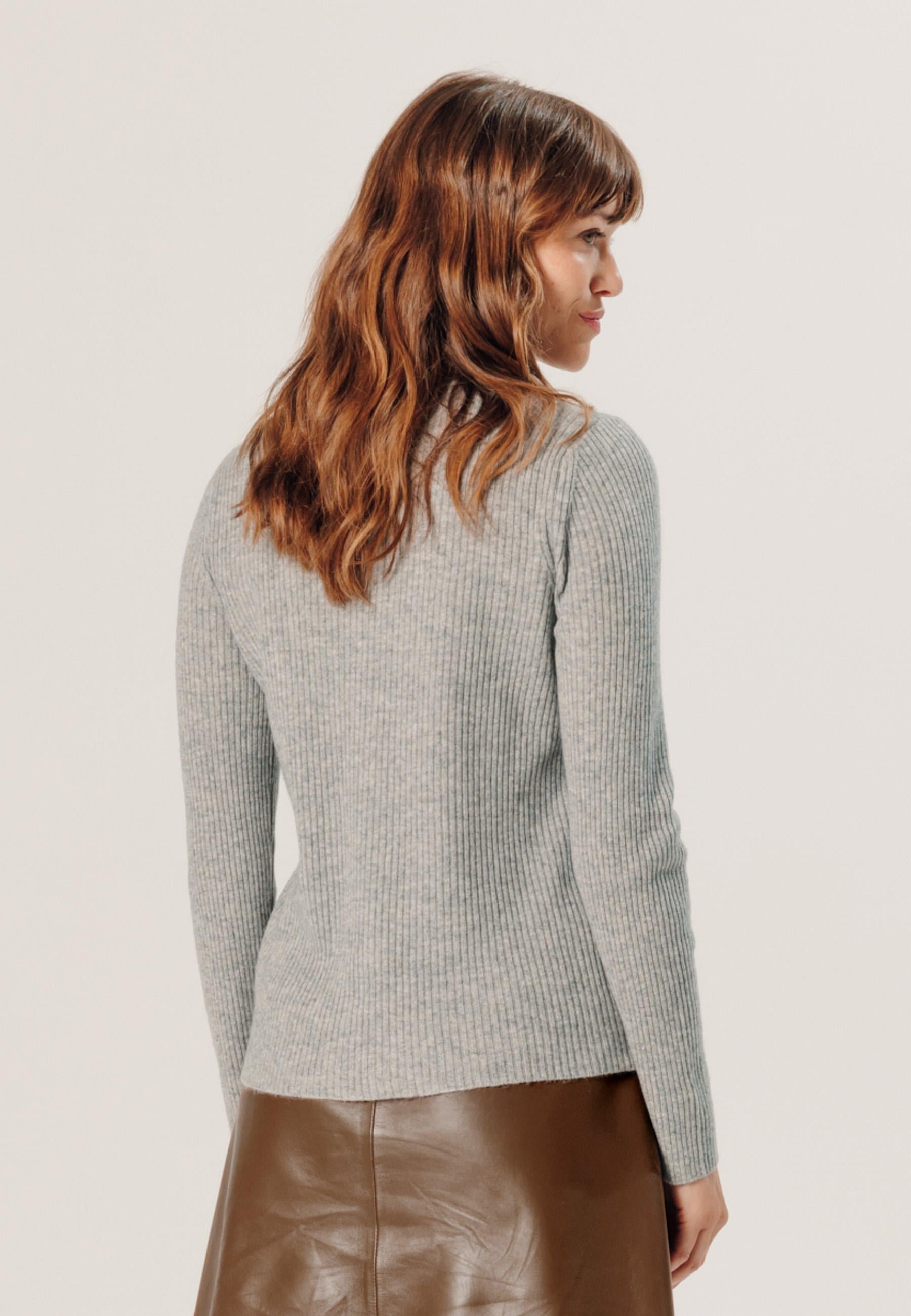 Cashmere Tunisian collar sweater RODIER Grey