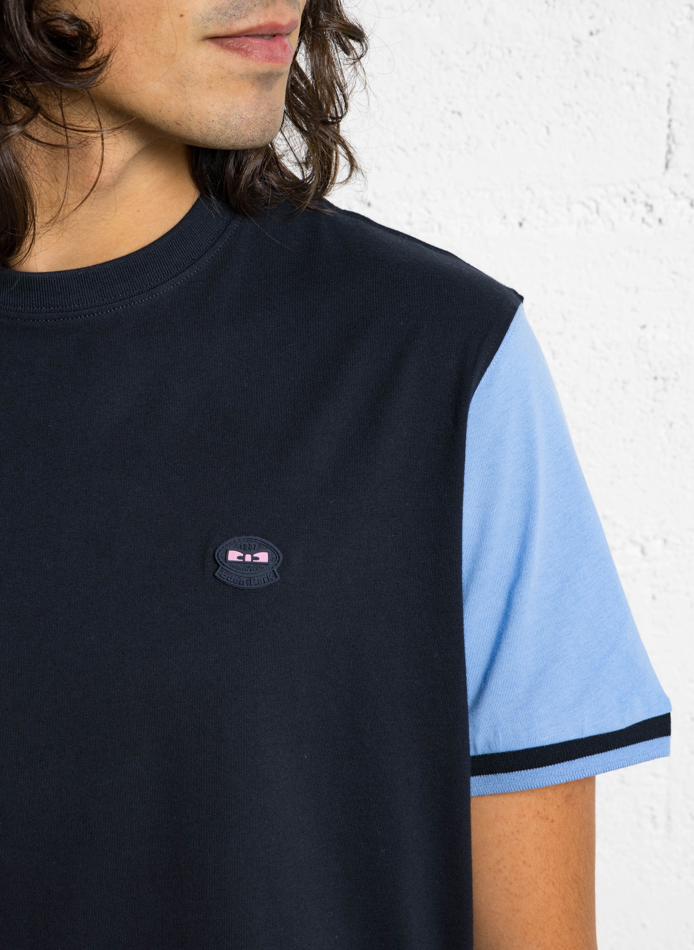 Bicolor straight cotton t-shirt EDEN PARK Pink