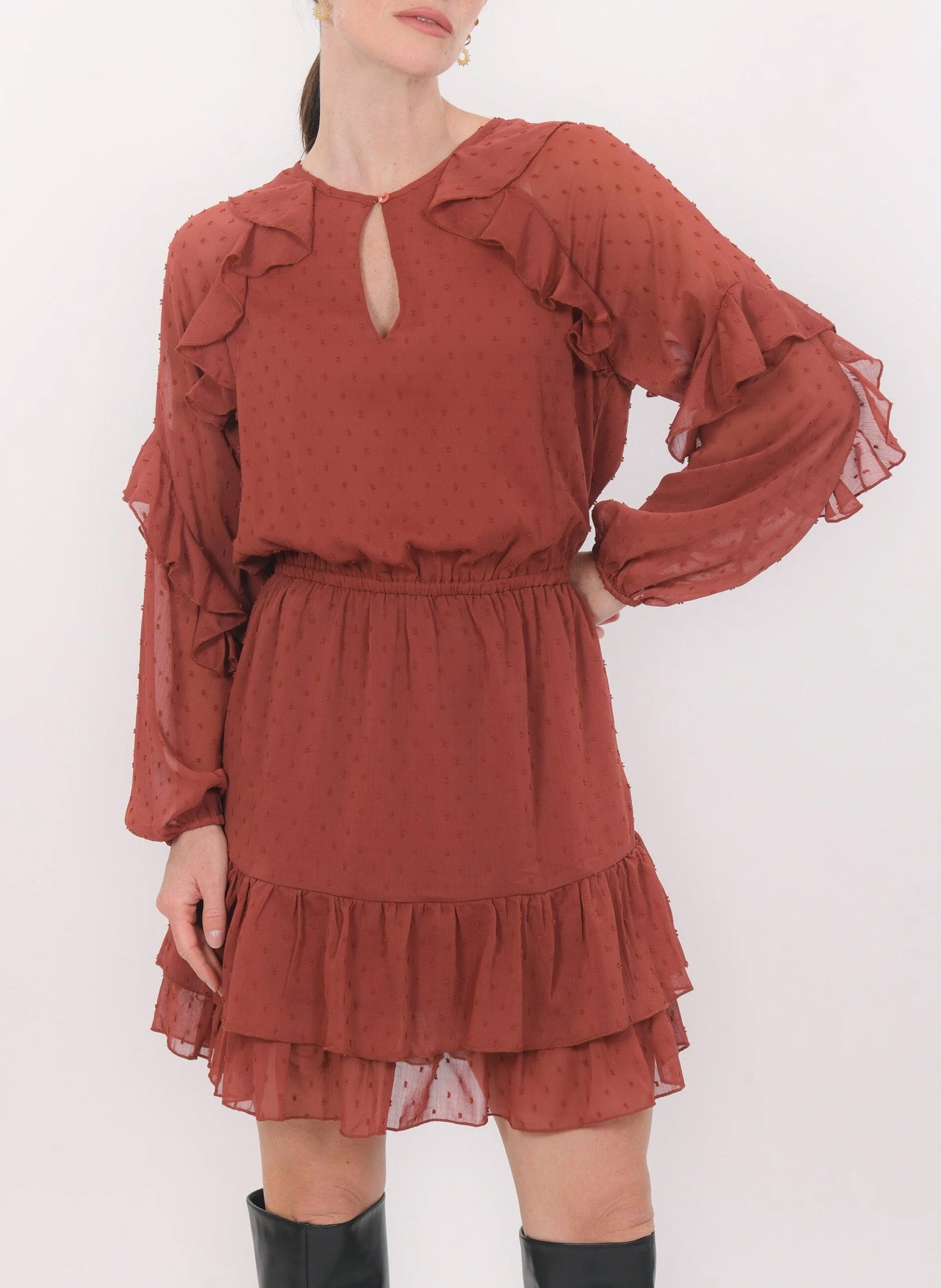 Korte jurk met ronde hals KOOKAI Rood