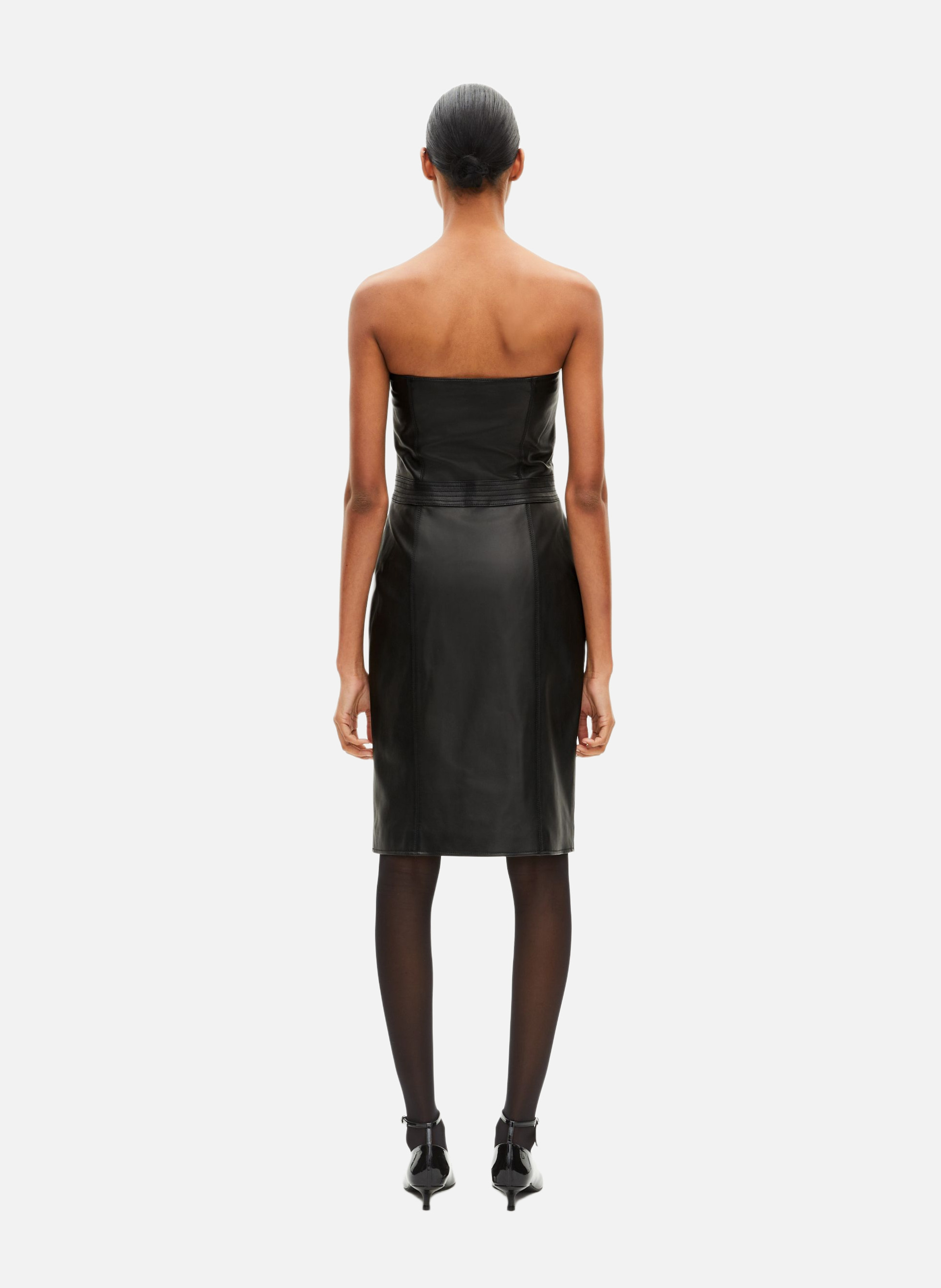 Short strapless leather dress THE KOOPLES Black