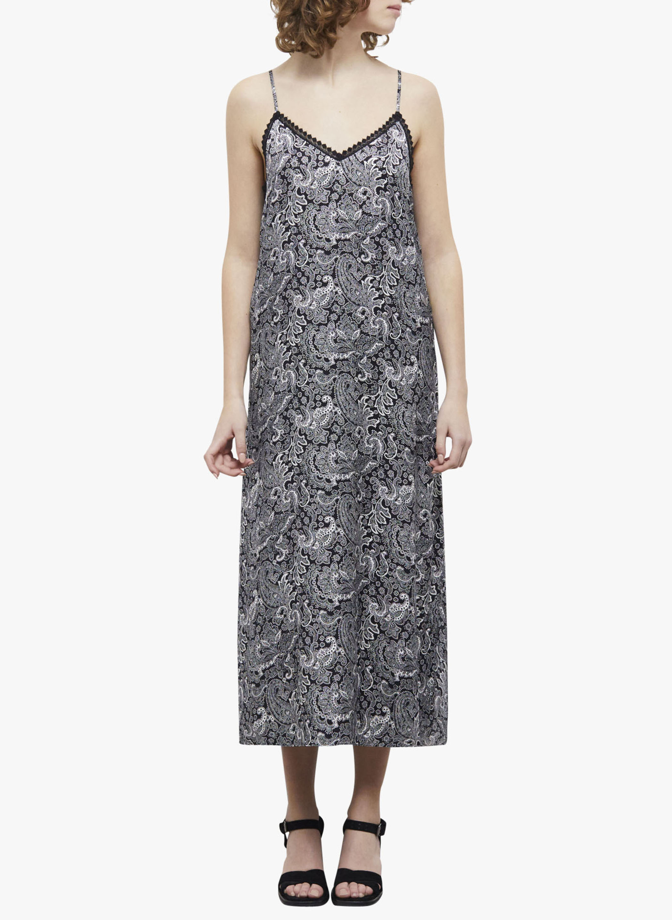 Lange jurk met print en schouderbandjes THE KOOPLES Zwart