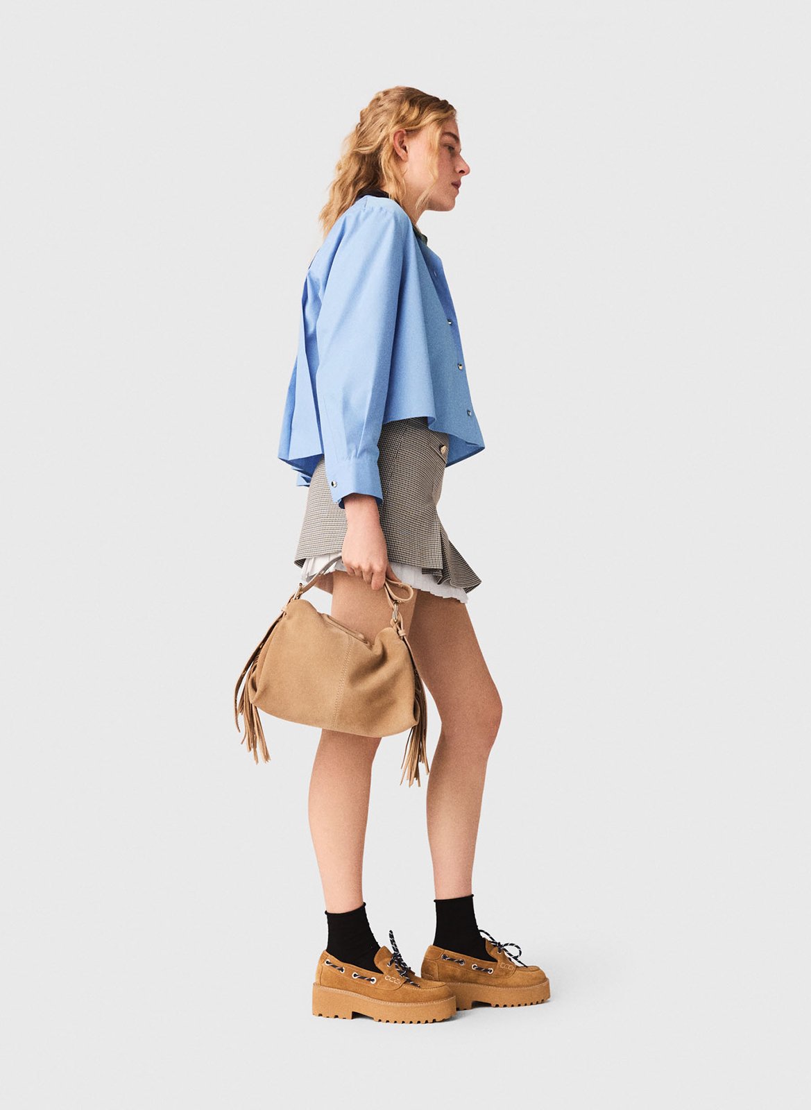 Gerende rok met print  MAJE Bruin