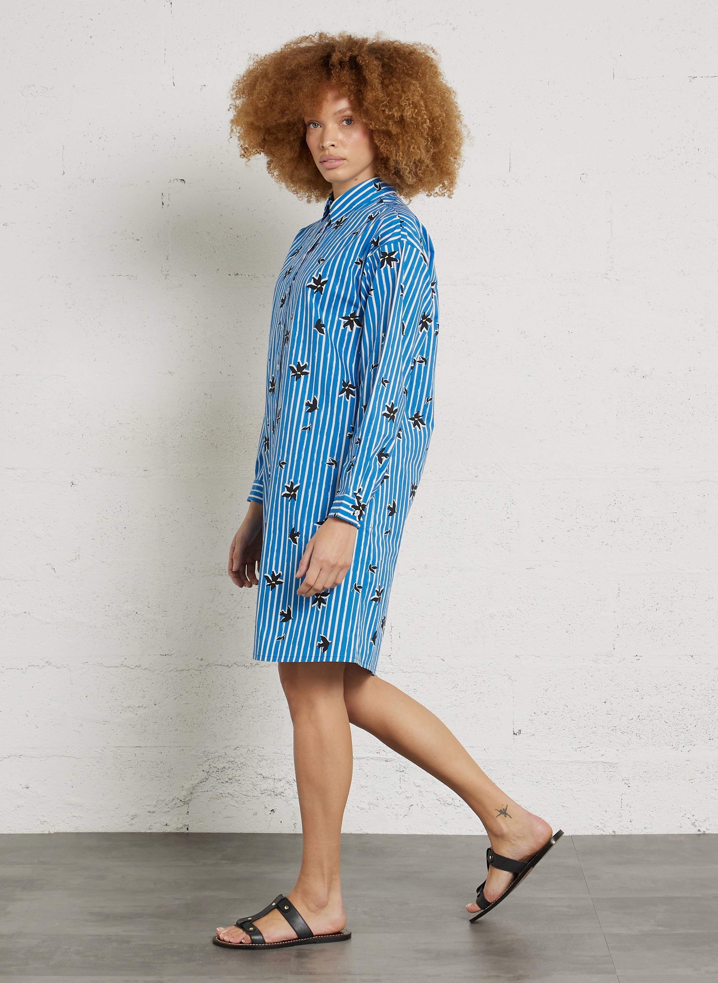 Robe courte chemise rayée à motifs ONE STEP Bleu