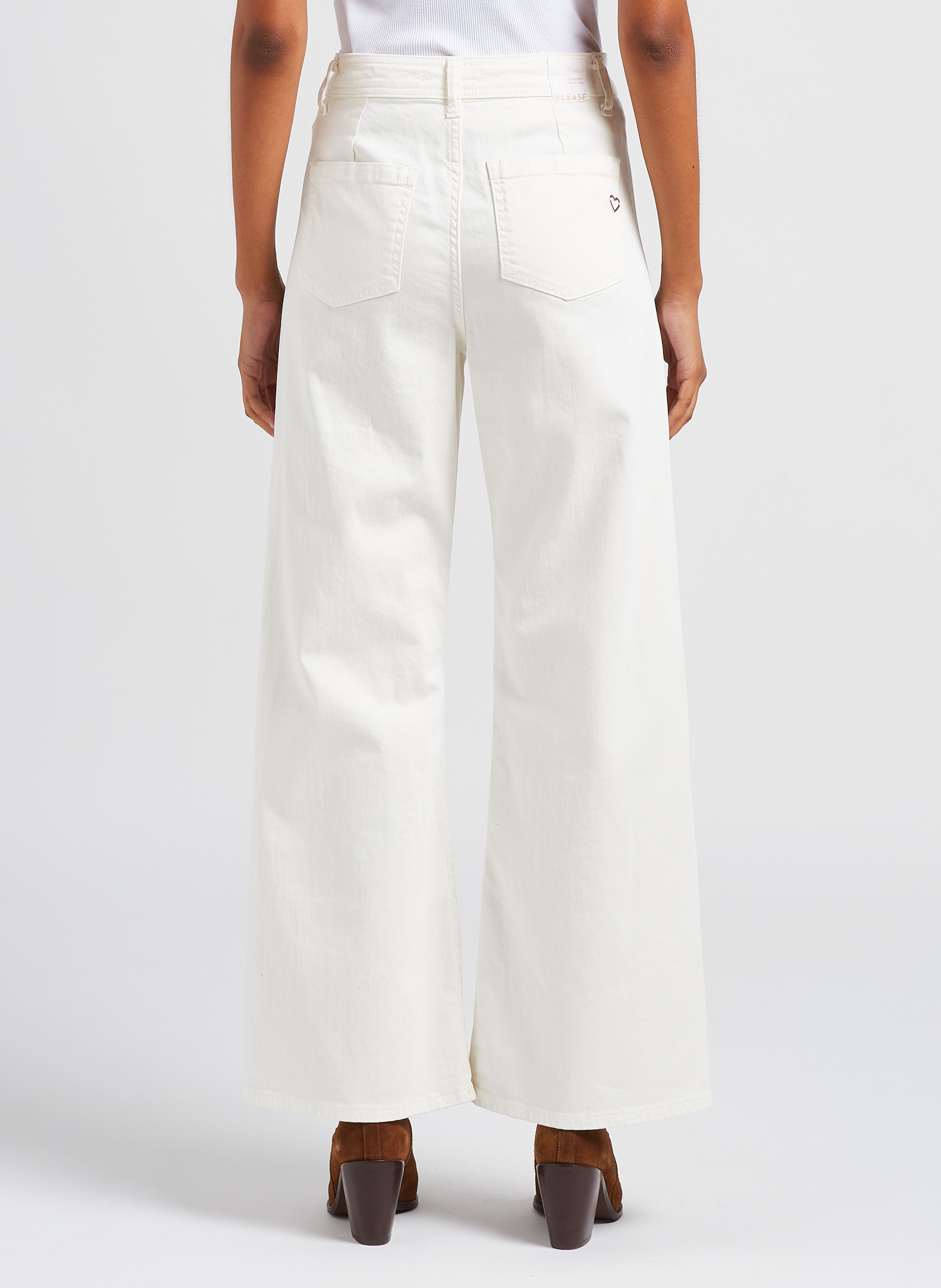 High-rise wide-leg cotton jeans PLEASE Blue