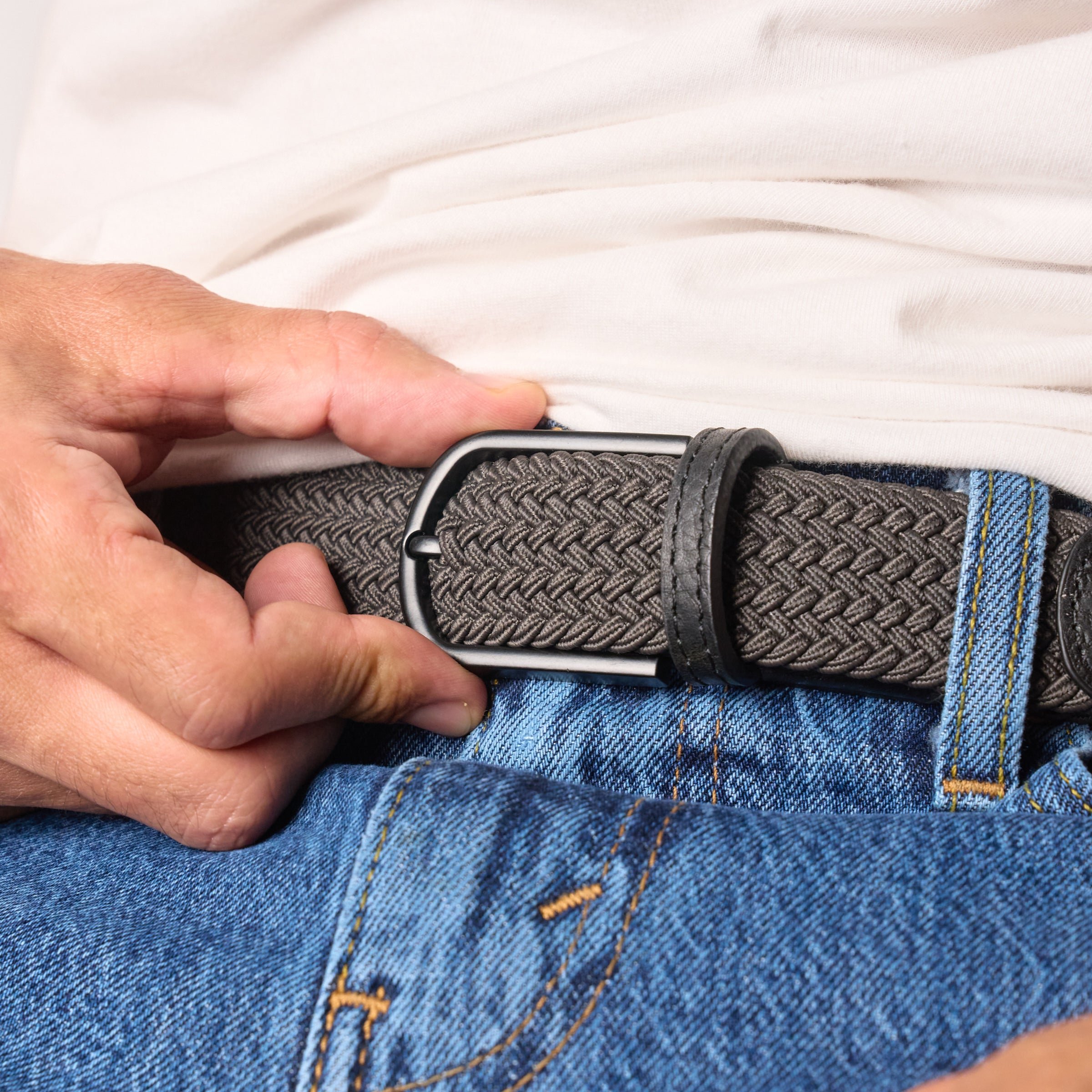 Solid Elastic Braided Belt BILLYBELT Grey