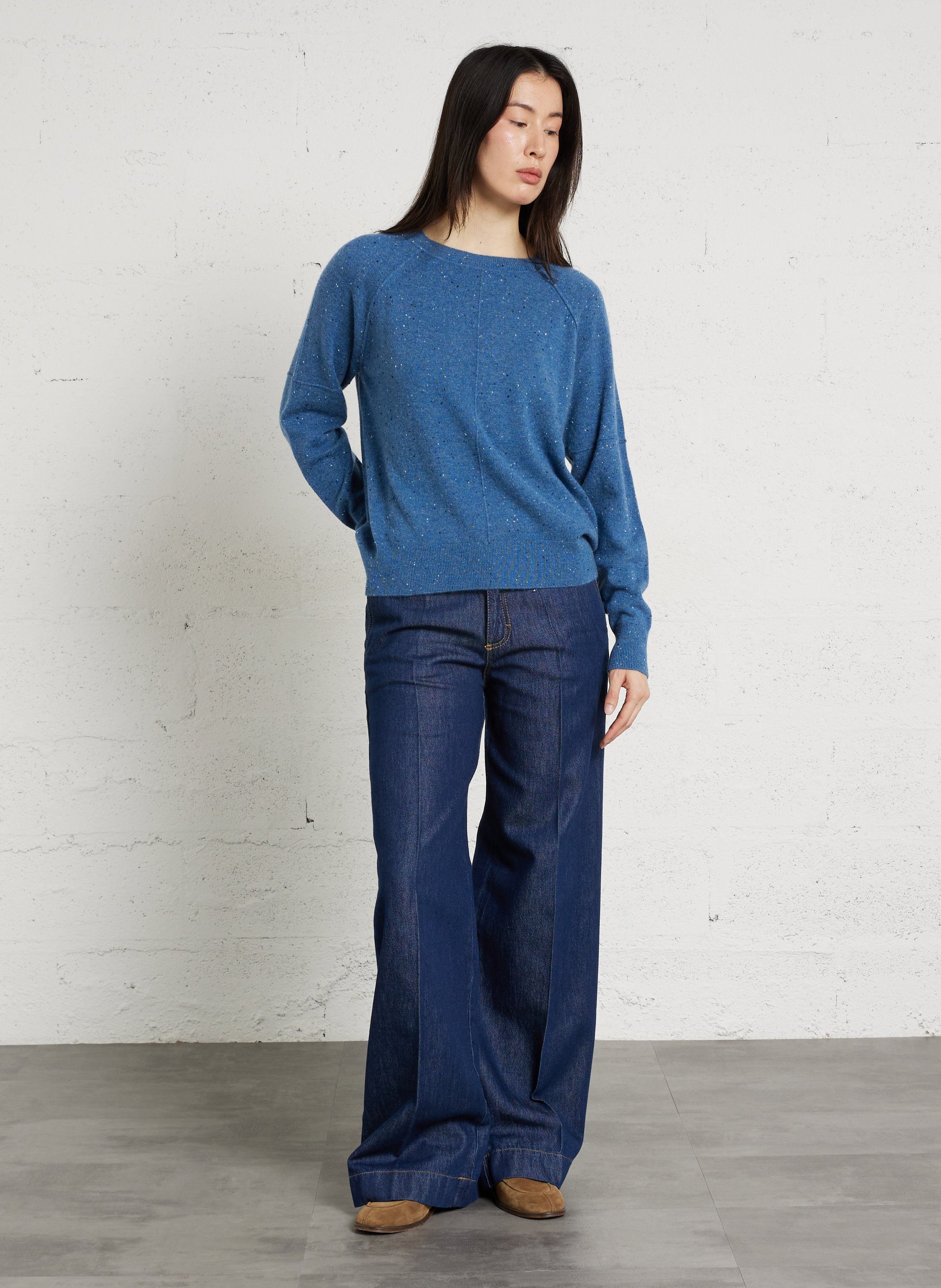 Belted cashmere sweater MAISON 123 Blue