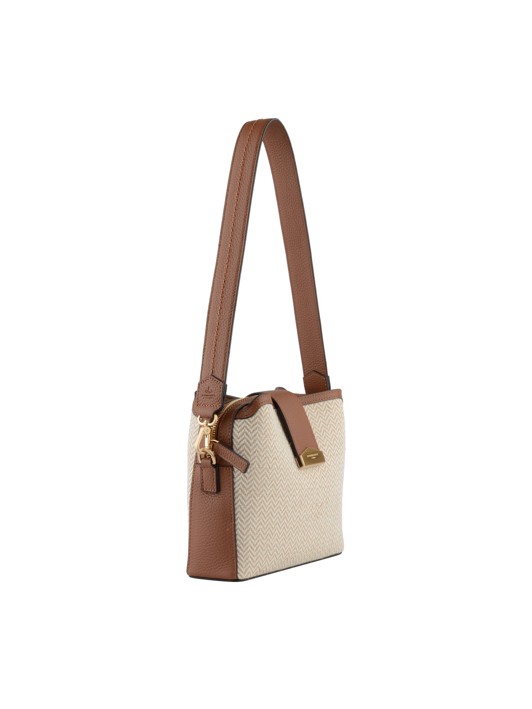 Calfskin leather shoulder bag POURCHET Golden