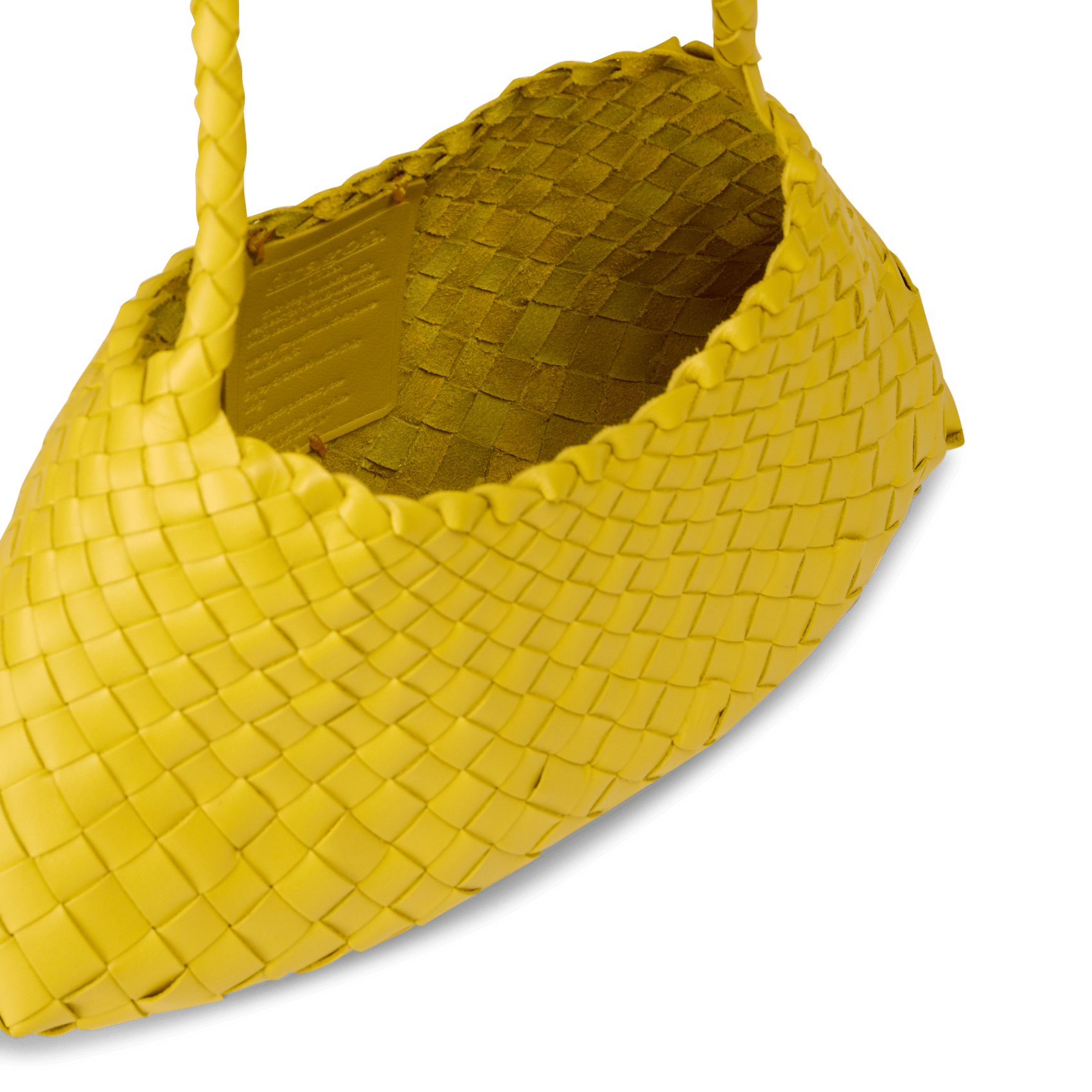 Woven leather basket Yellow