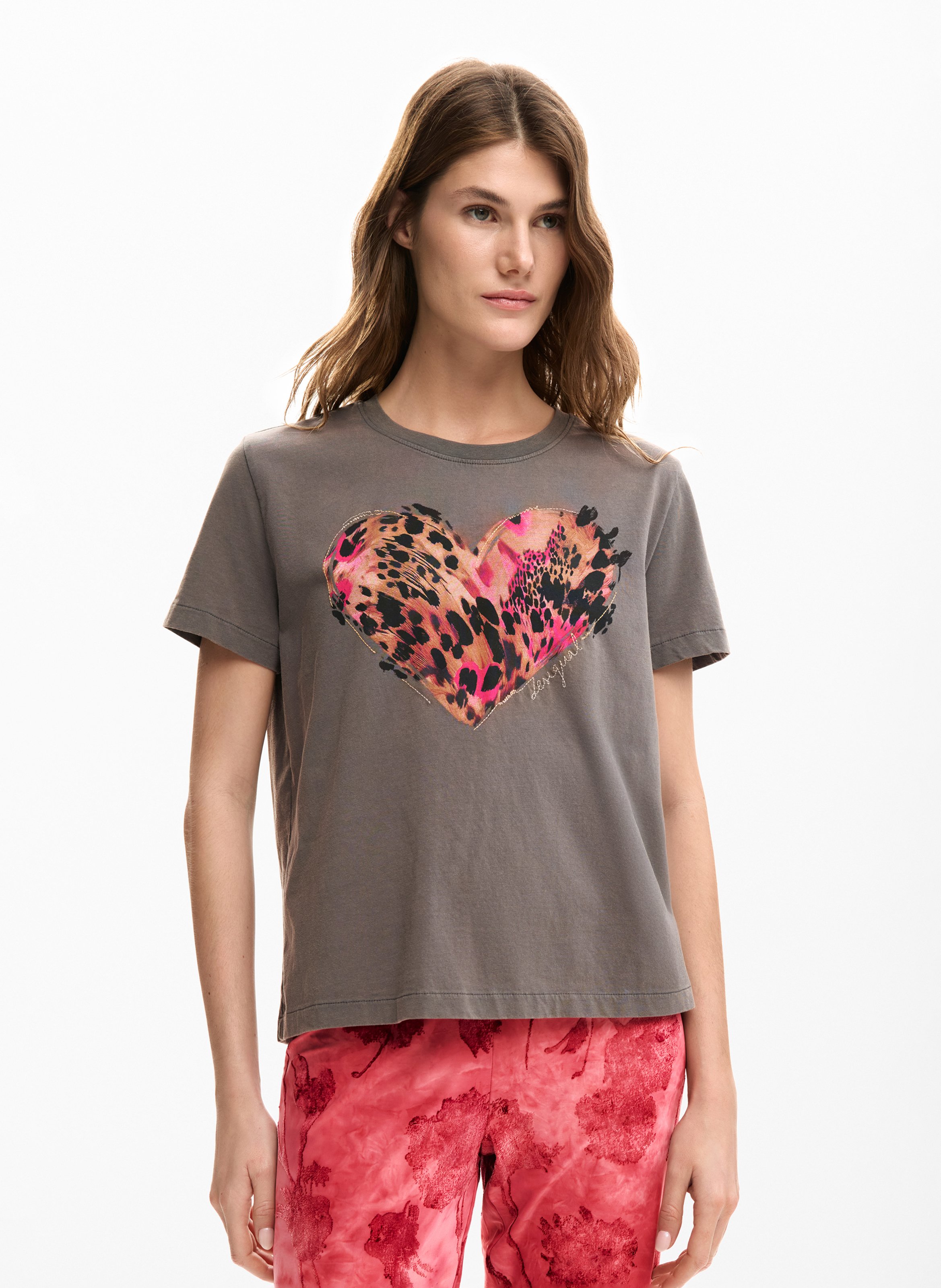 T-shirt met ronde hals van katoen DESIGUAL Zwart