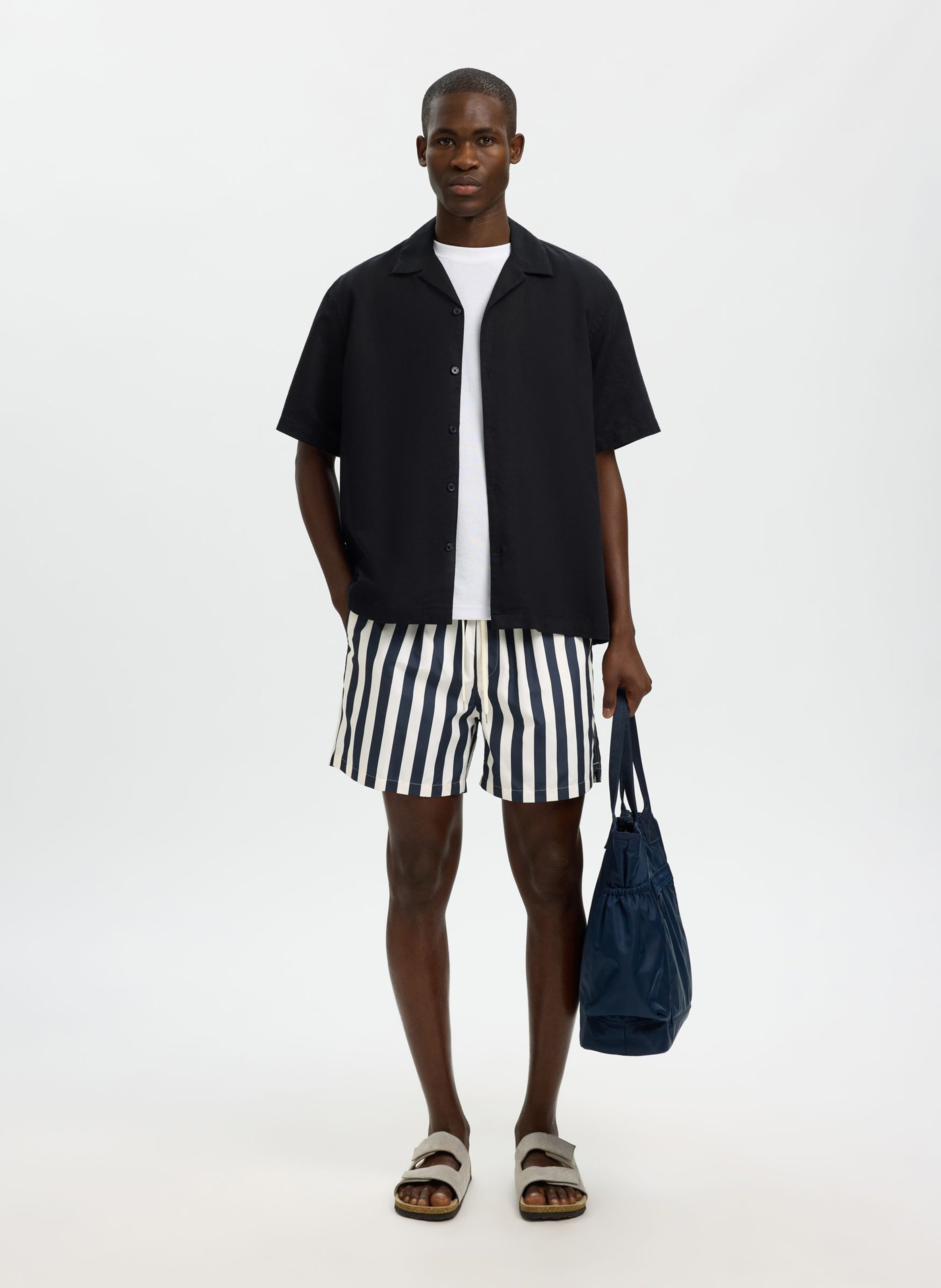 Short à rayures SELECTED Bleu