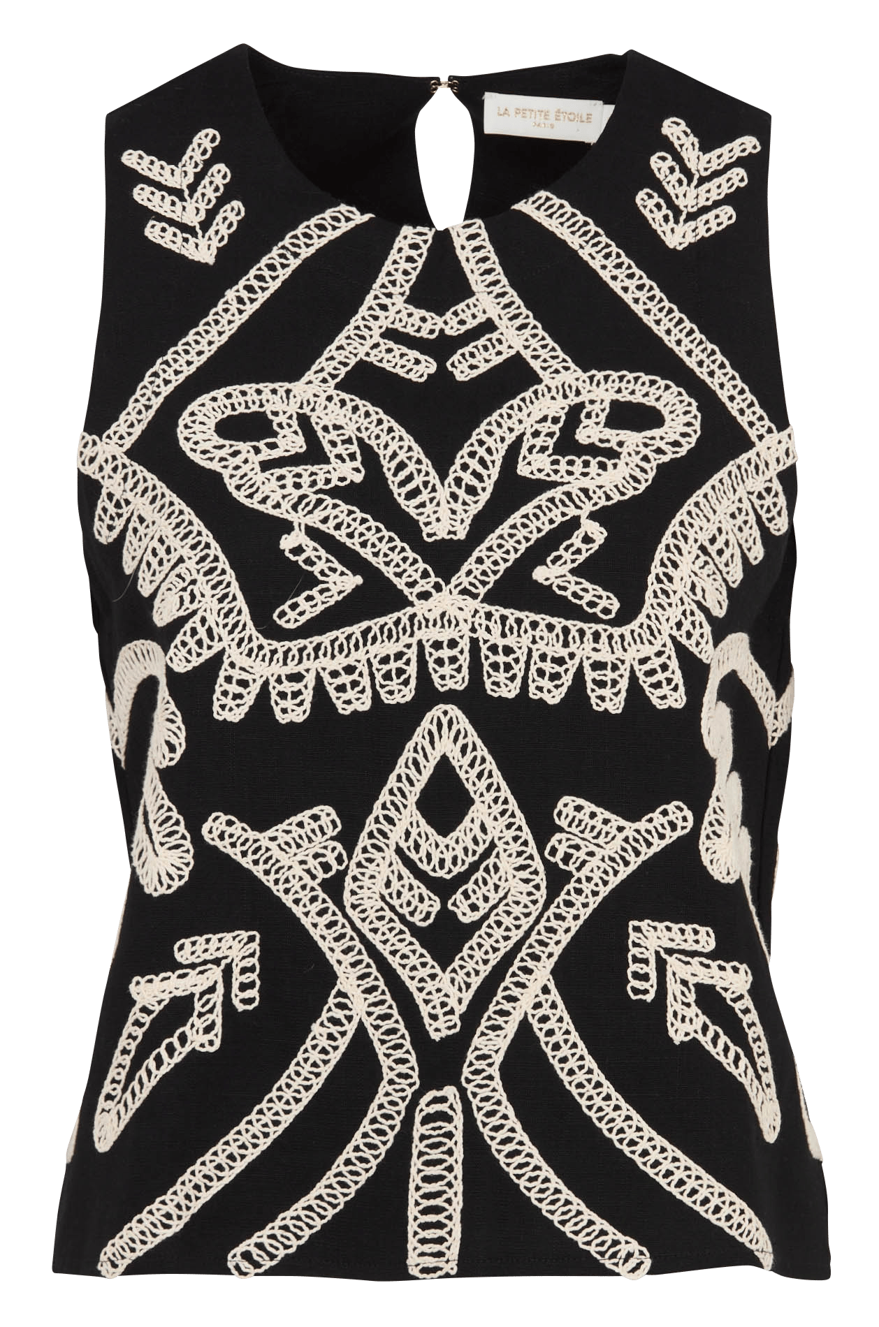Top sans manches à broderies contrastées LA PETITE ETOILE Noir