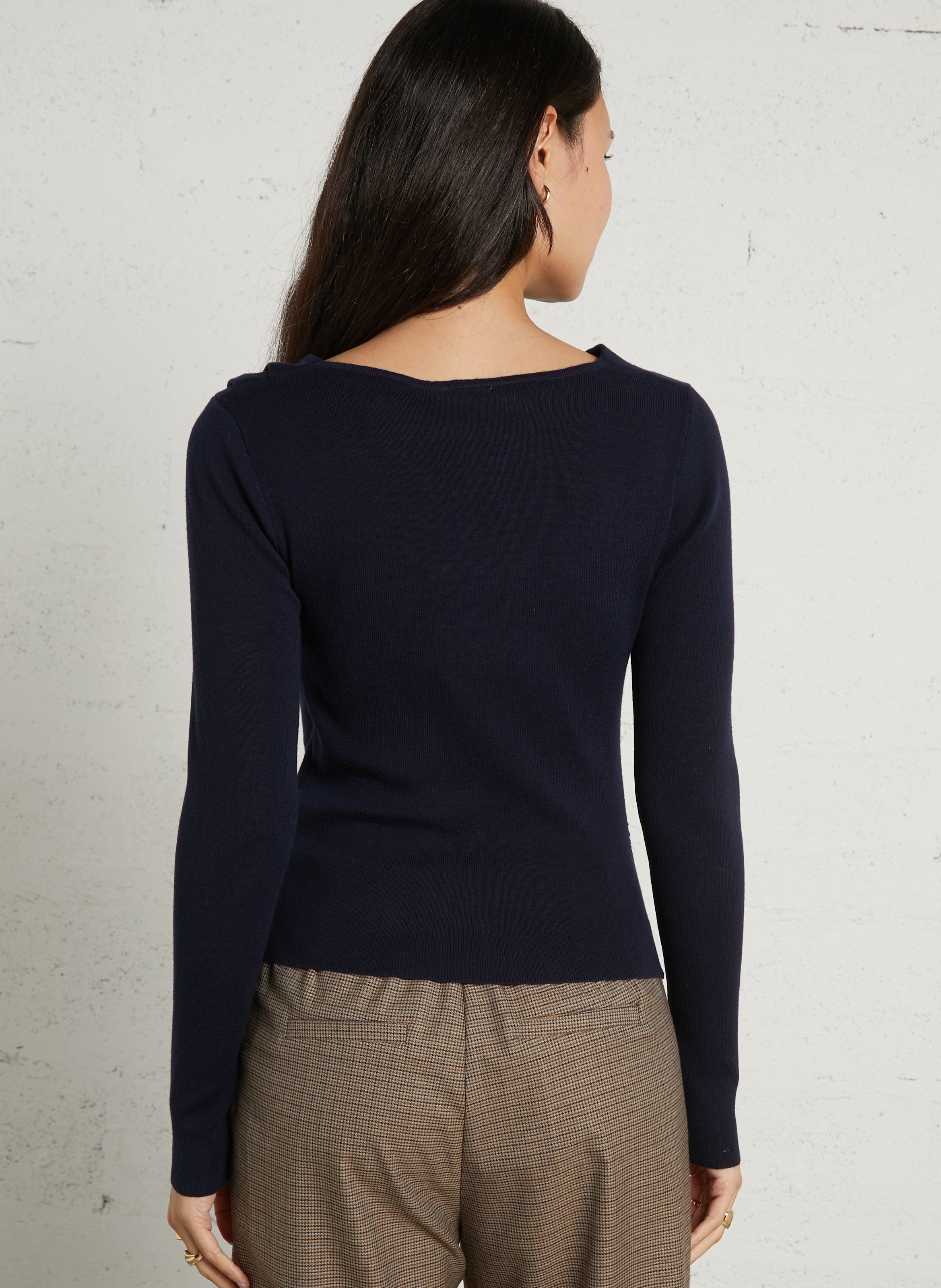 Pull ajusté col bateau SUNCOO Bleu