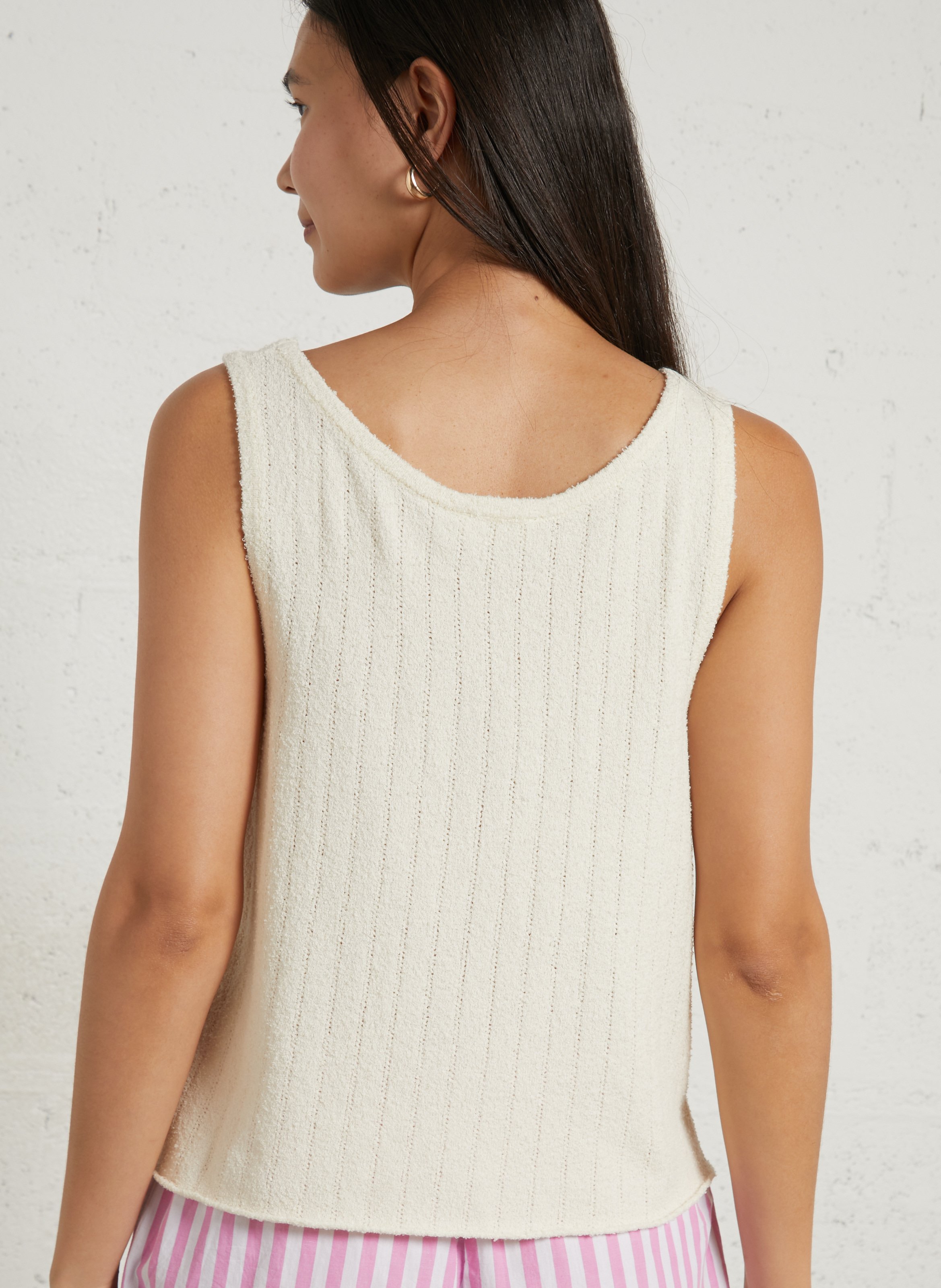 Gerader Tanktop aus fantasievollem Strick AMERICAN VINTAGE Beige